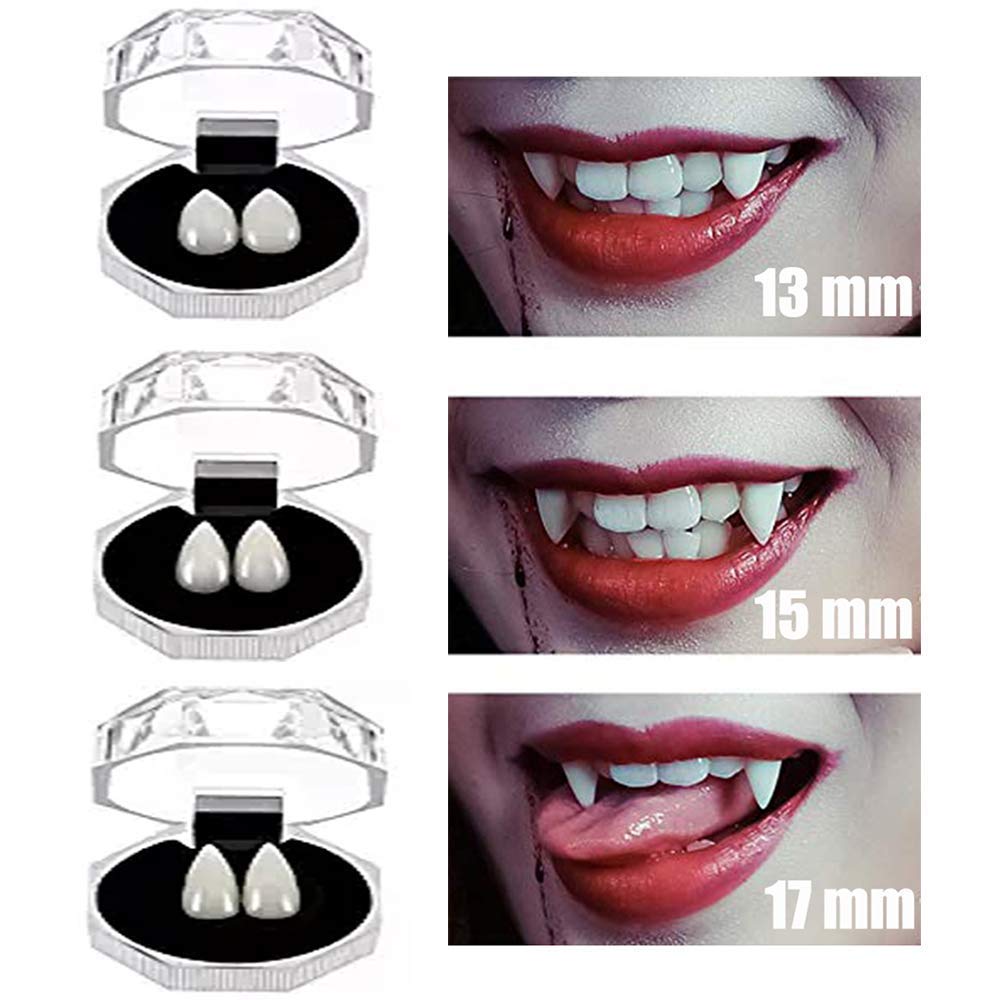 3 Pairs Vampire Teeth Fangs Dentures - Realistic Halloween Cosplay Props for Vampire Costume, Party Favors & Scary Makeup Accessories - Perfect for Halloween Parties, Cosplay Events & Themed Photoshoots