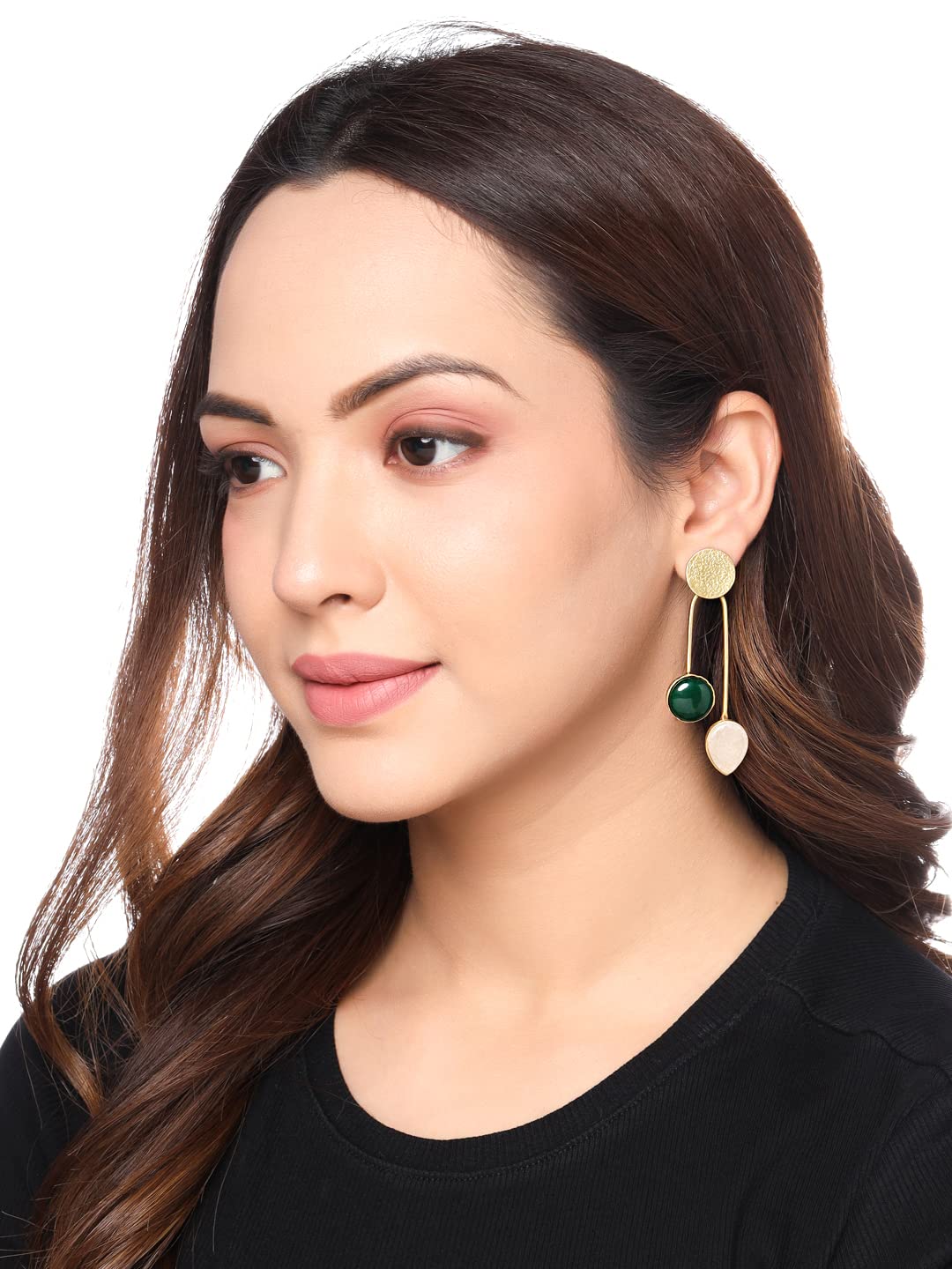 Golden Drop Earrings for Women - Yellow Stone Studded Chime Earrings | 24K Gold Plated Dangle Jewelry | Perfect Birthday & Anniversary Gift for Wife, Girlfriend, Daughter | Elegant for Parties, Weddings & Daily Wear
