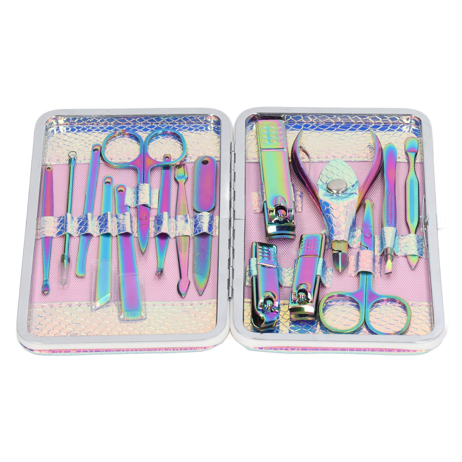 16Pcs Stainless Steel Manicure Pedicure Kit - Professional Nail Clippers Set for Finger & Toenail Care, Cuticle Trimmer, Nail File & More | Perfect for Home, Travel & Salon Use