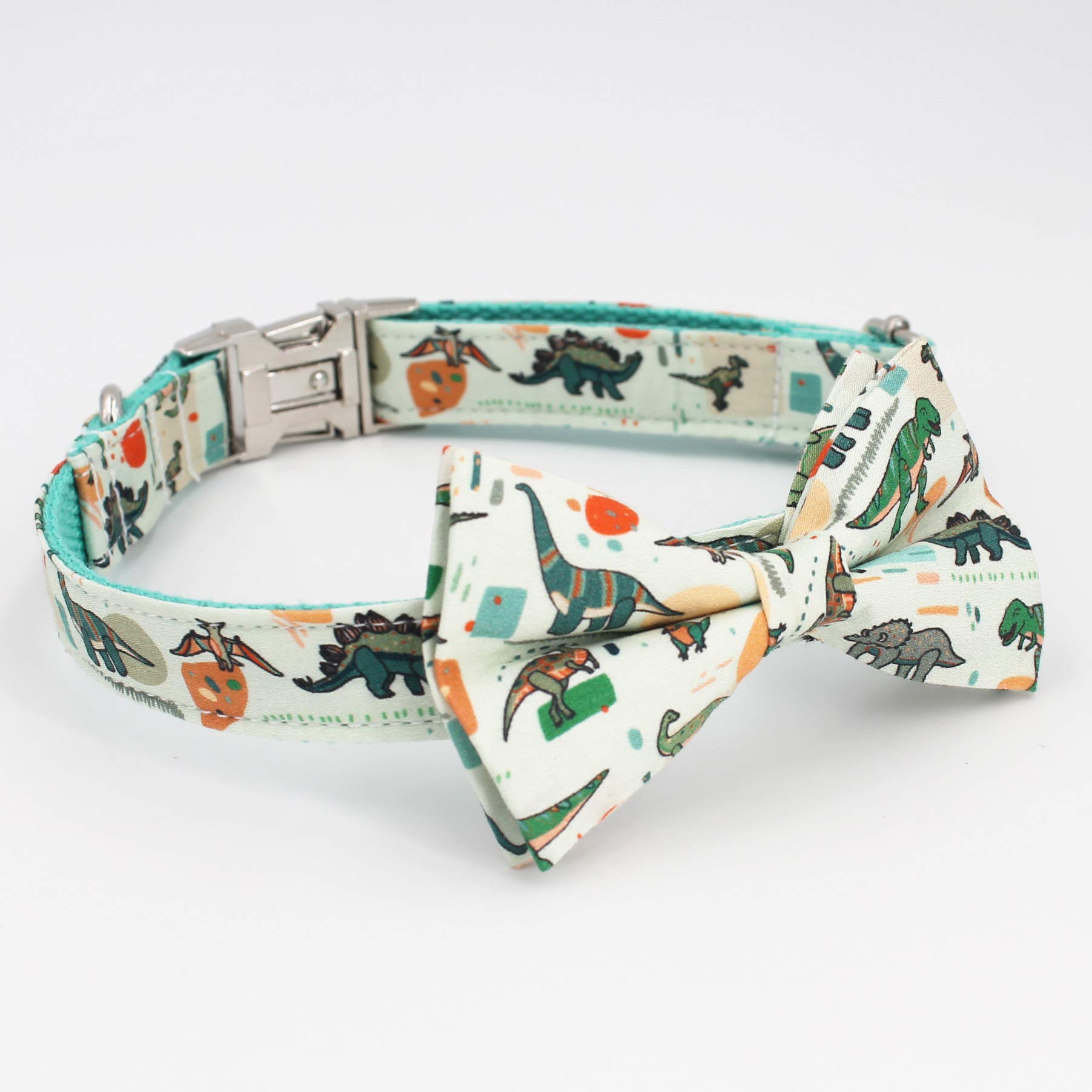 Dinosaur Dog Collar with Bow Tie - Adjustable Pet Collar for Small to Medium Dogs | Perfect Gift for Boy Puppies | Great for Birthday, Halloween Costumes & Daily Walks