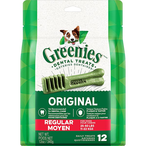 Greenies Original Regular Dog Dental Treats for Teeth Cleaning & Fresh Breath – Healthy Chews for Small to Medium Dogs – Perfect for Daily Oral Care & Training Rewards
