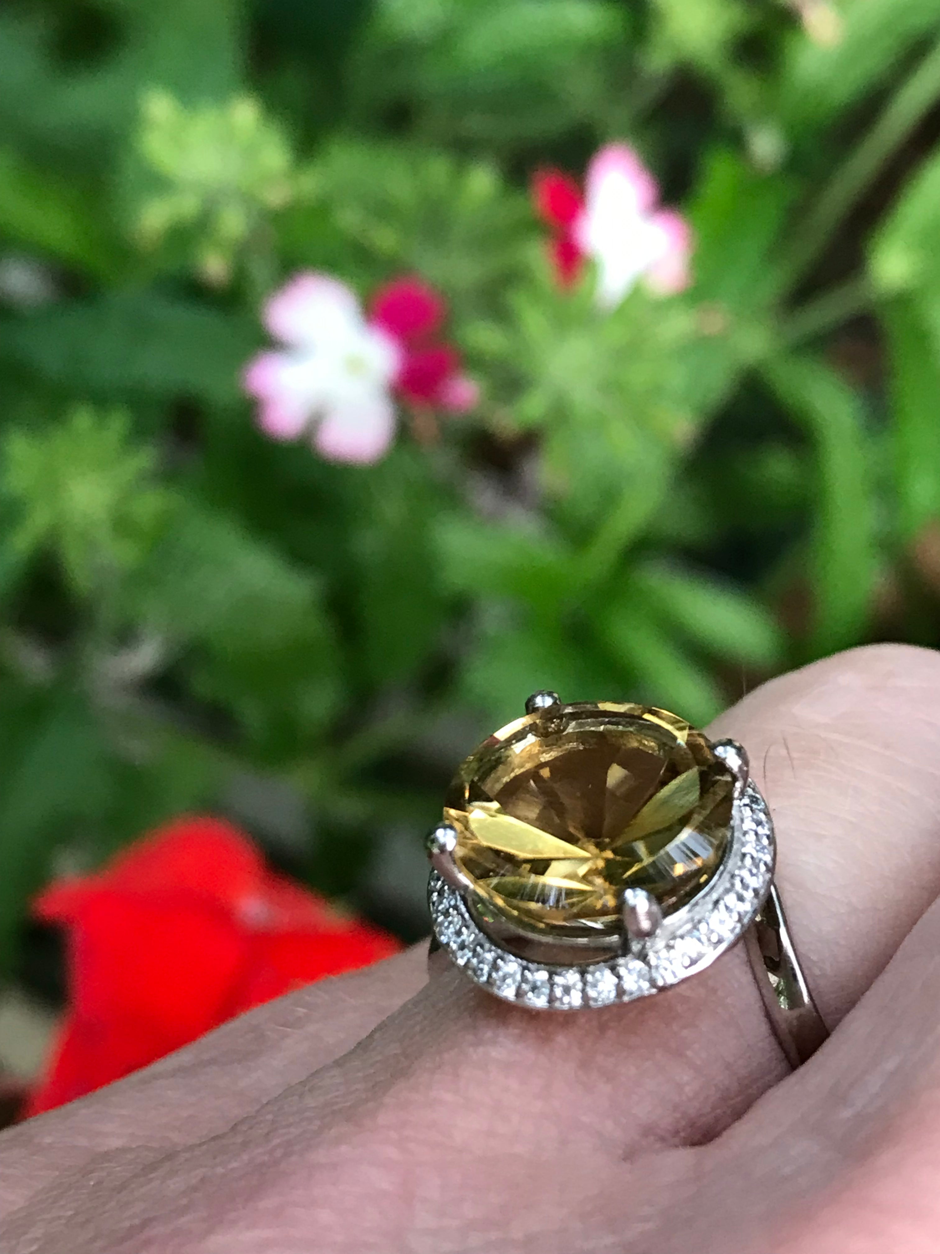 3.83ct Citrine & Diamond Palladium Ring Set - Elegant Wedding, Engagement & Anniversary Jewelry Gift for Women