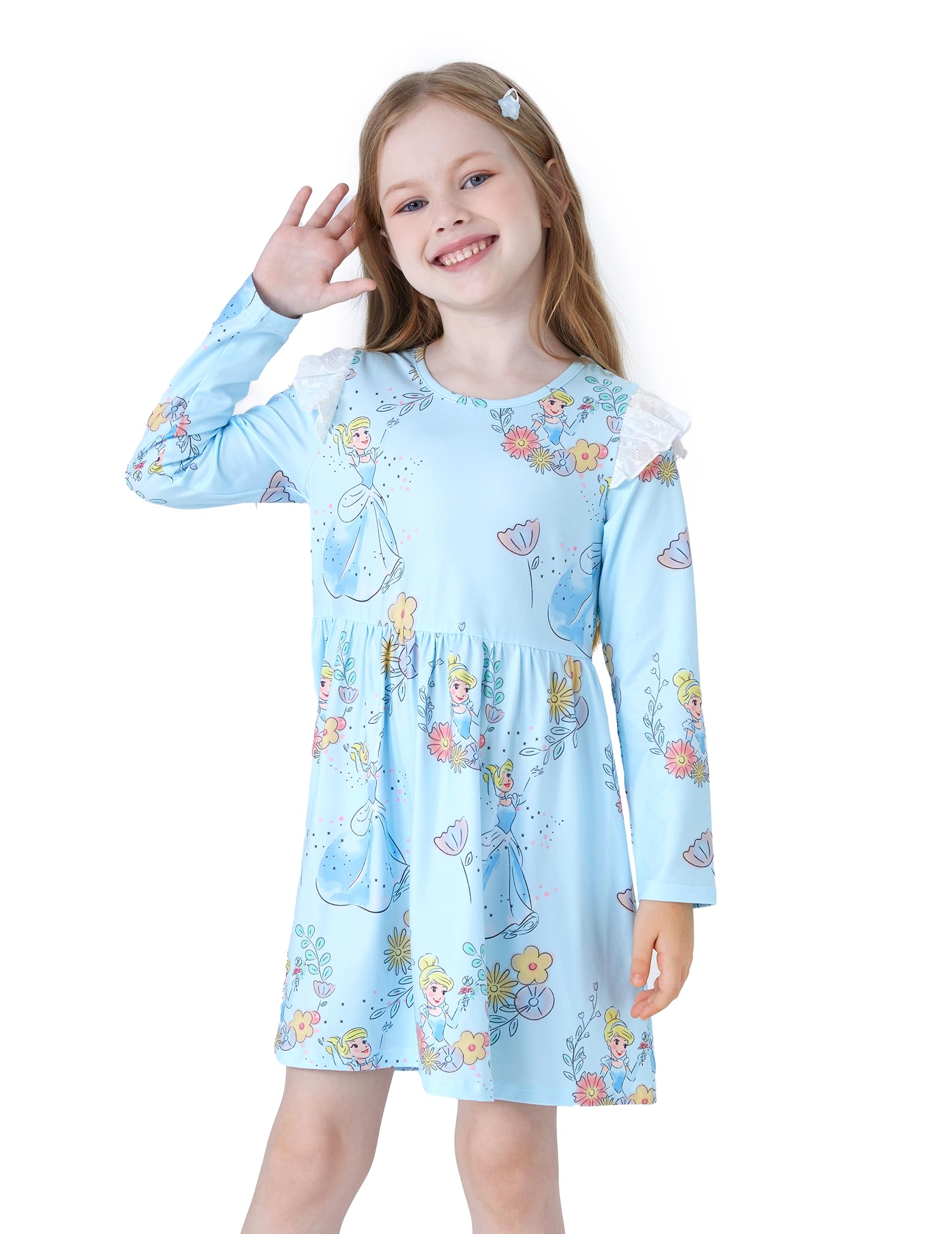Disney Princess Cinderella Ariel Frozen Elsa Ruffle Sleeve Dress for Baby & Toddler | Minnie & Mickey Mouse Costume | Perfect for Birthday Parties, Halloween & Dress-Up Play