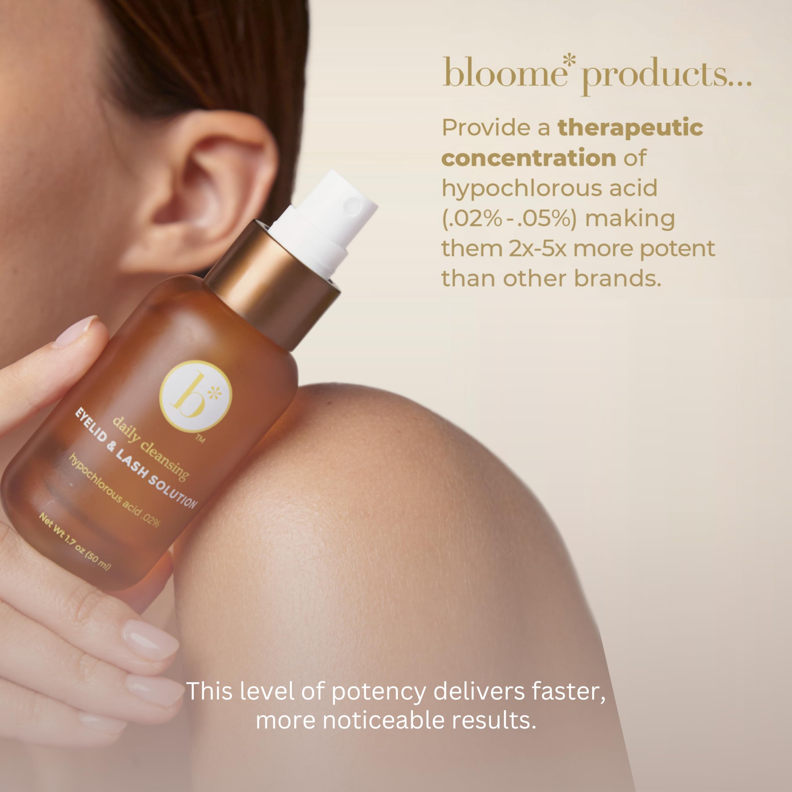 Bloome Hypoallergenic Eyelid & Lash Cleanser Spray - Gentle .02% Hypochlorous Acid Formula for Eye Comfort & Eyelid Hygiene | Safe for Lash Extensions | 50ml (1.7 fl oz) | Perfect for Daily Eye Care, Contact Lens Wearers & Post-Eyelash Extension Maintenance