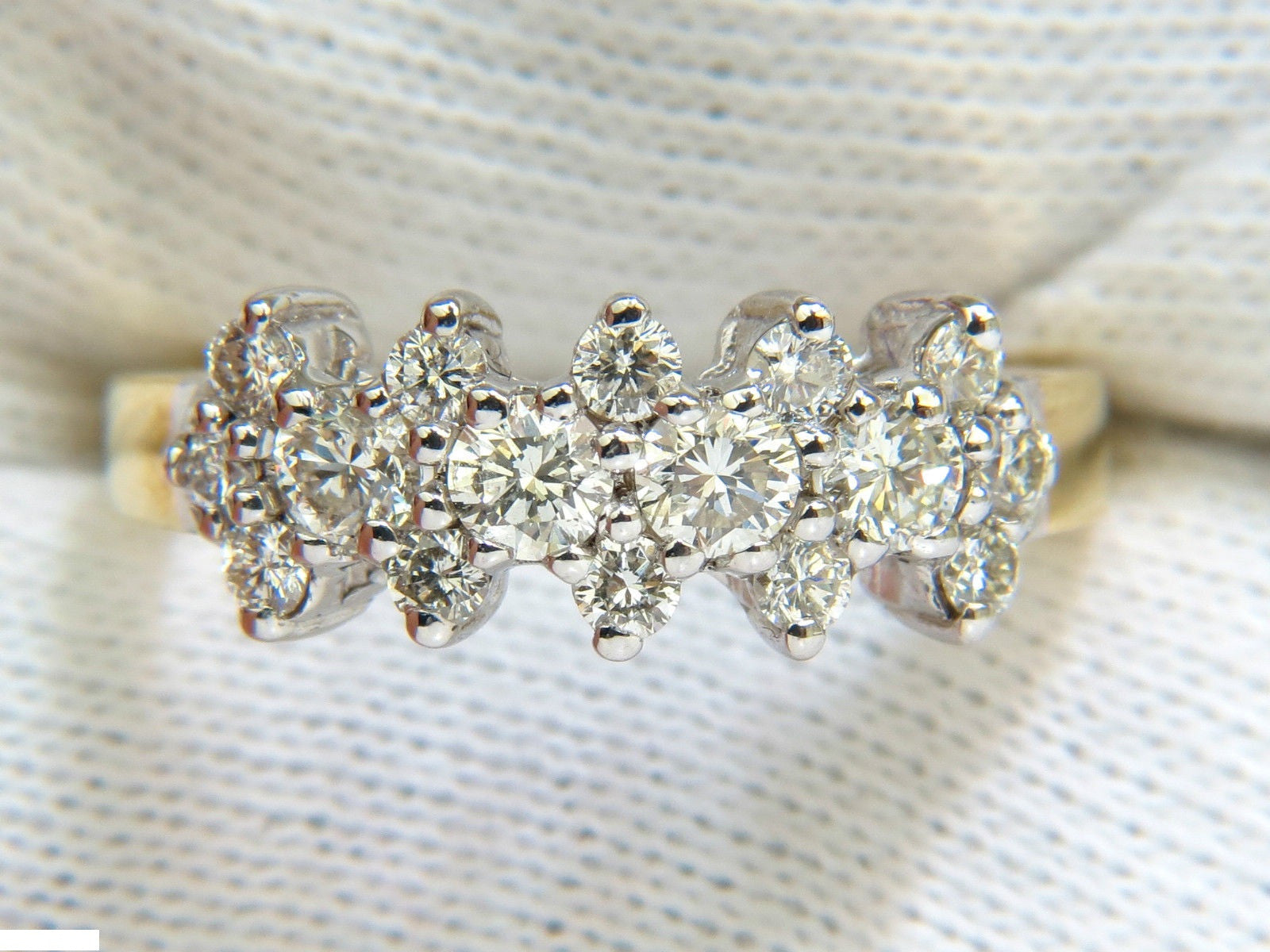 18KT 1.00CT Diamond Cluster Band Ring - Excellent Cut Round Brilliant Diamonds - Perfect for Engagement, Wedding & Anniversary Jewelry Gifts