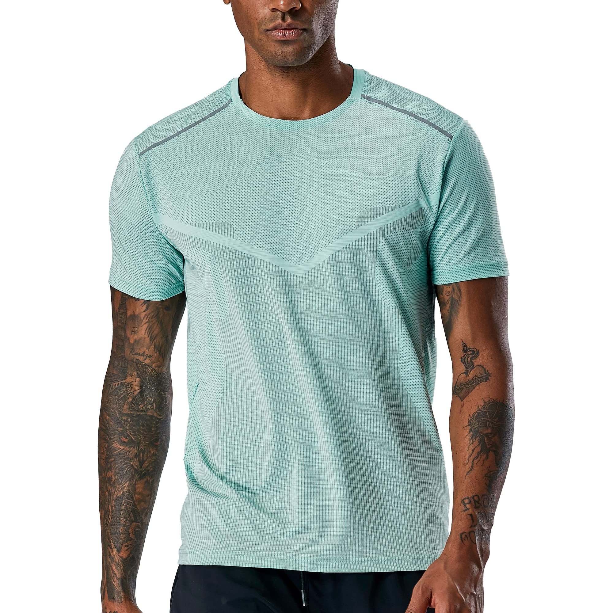 Men's Workout Shirts - Moisture Wicking Short Sleeve Crew Neck Slim Fit T-Shirts for Gym, Running & Active Lifestyle