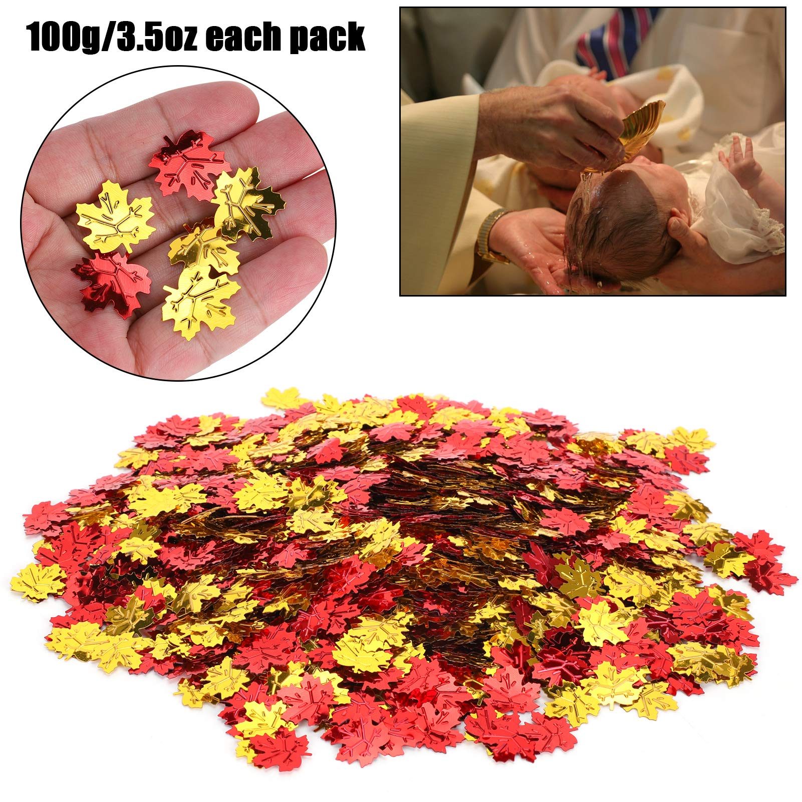 100g 0.8in Maple Leaf Confetti - Autumn Party Glitter Sequin Table Decorations for Thanksgiving, Wedding, Baby Shower - Perfect for Fall Celebrations, Table Scatters, and Seasonal Home Decor