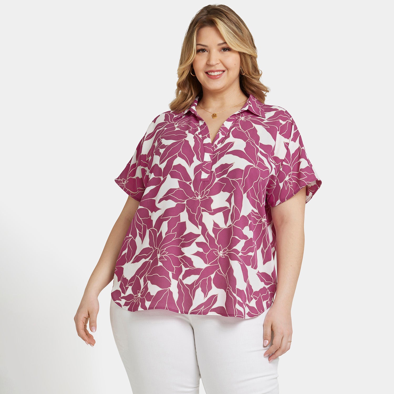 Becky Plus Size Short Sleeve Blouse - Flattering Women's Casual Top for Work & Everyday Wear | Adonia