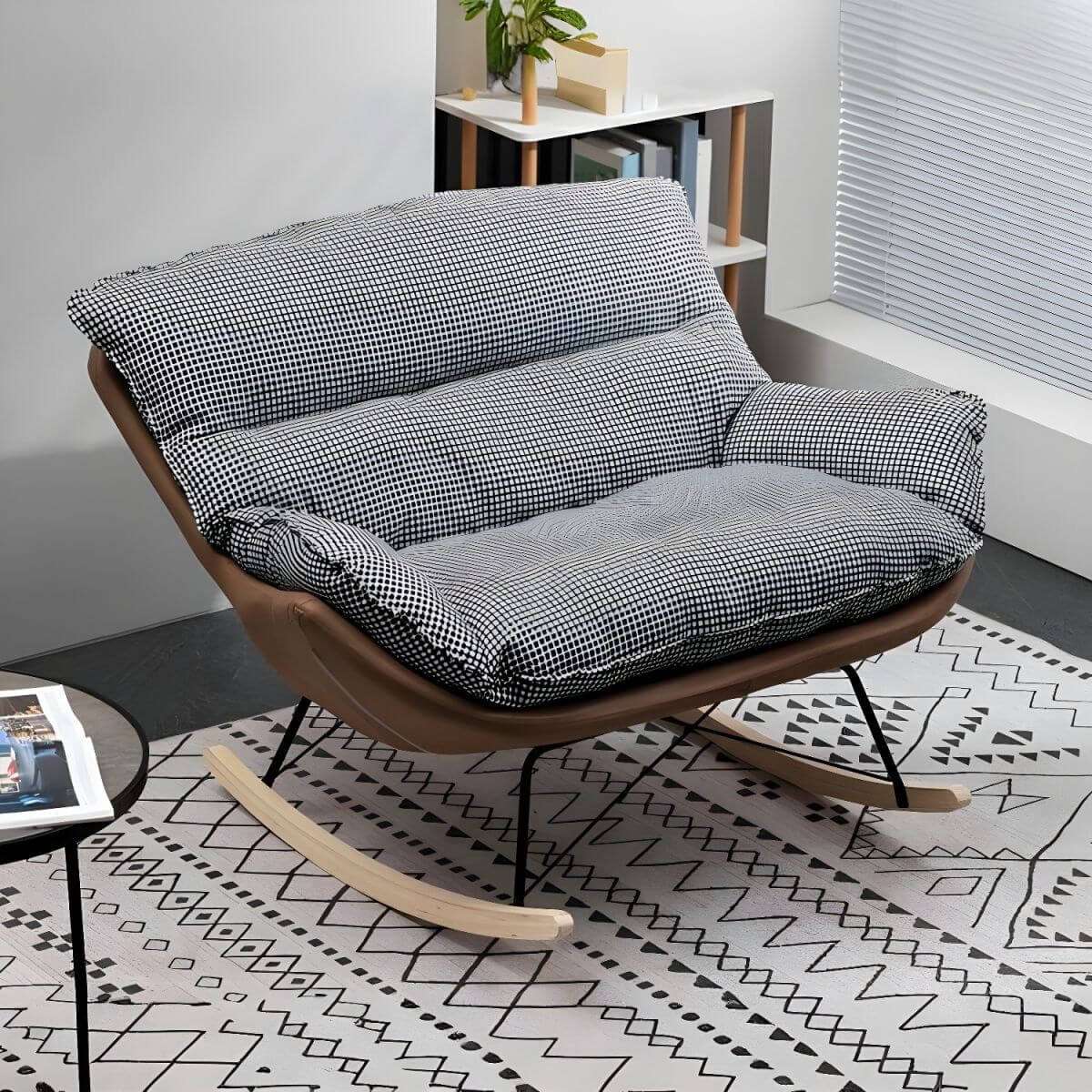 Comfortable Indoor Light Wood Rubberwood Spindle Rocking Chair - Scratch Resistant with Removable Cushions - Perfect for Nursery, Living Room & Relaxation