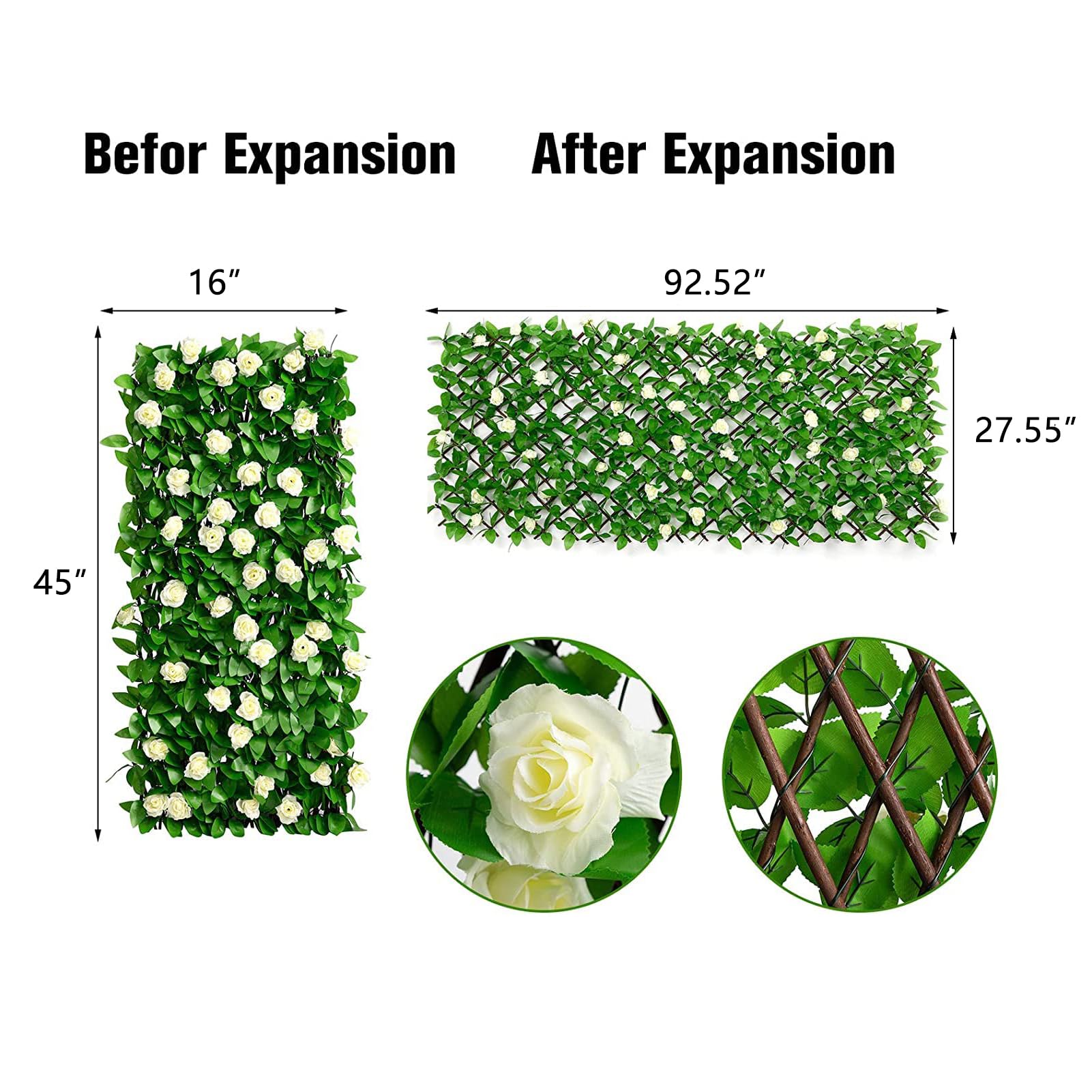 DOEWORKS 4PCS Expandable Faux Ivy Privacy Fence Screen - Outdoor Balcony Patio Garden Backyard Decor, Natural Greenery Backdrop for Home, Wedding & Party Decorations