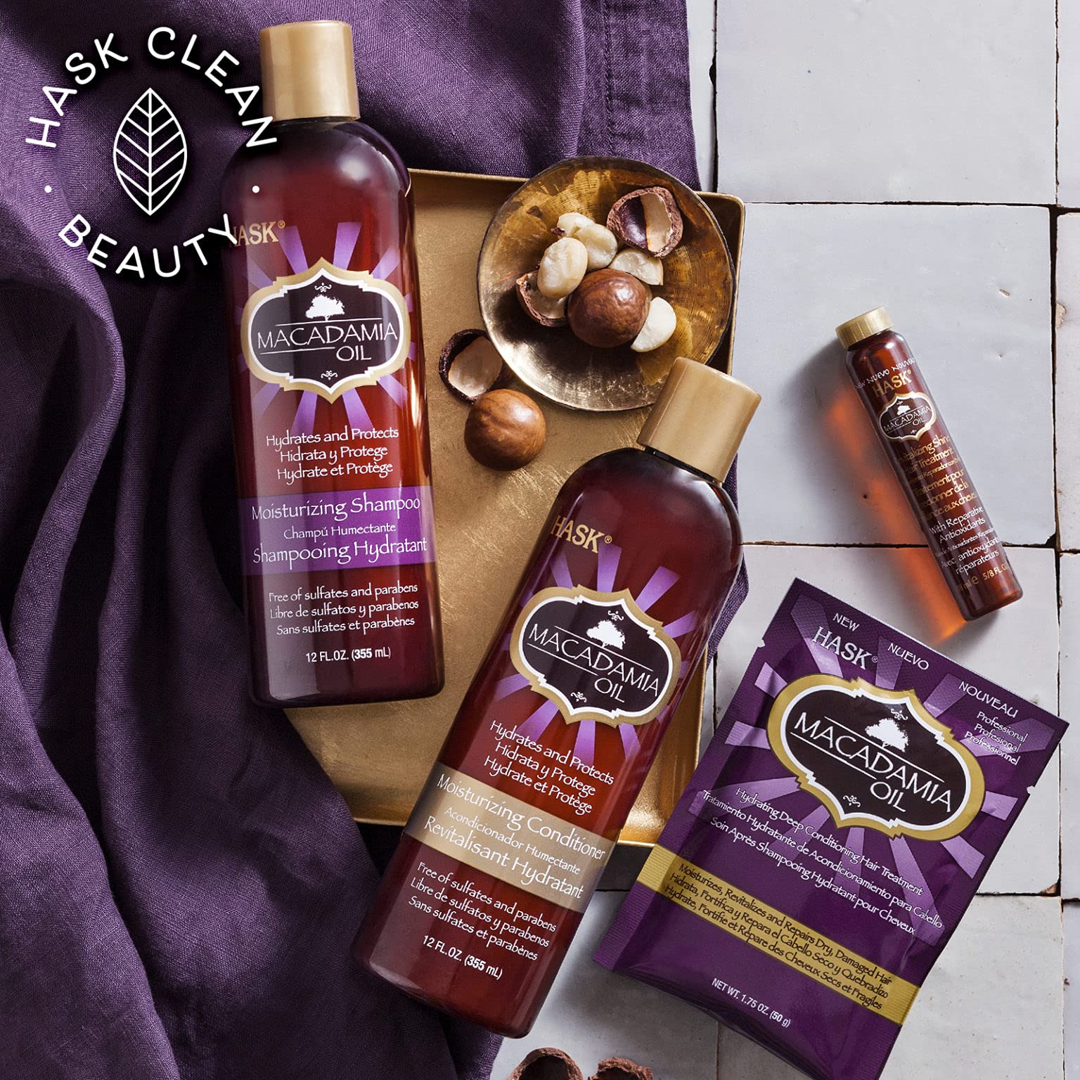 HASK Macadamia Oil Hair Treatment - 18ml Deep Moisturizing Oil for Dry, Damaged Hair - Repair & Nourish Split Ends - Perfect for Daily Hydration & Salon-Quality Shine at Home
