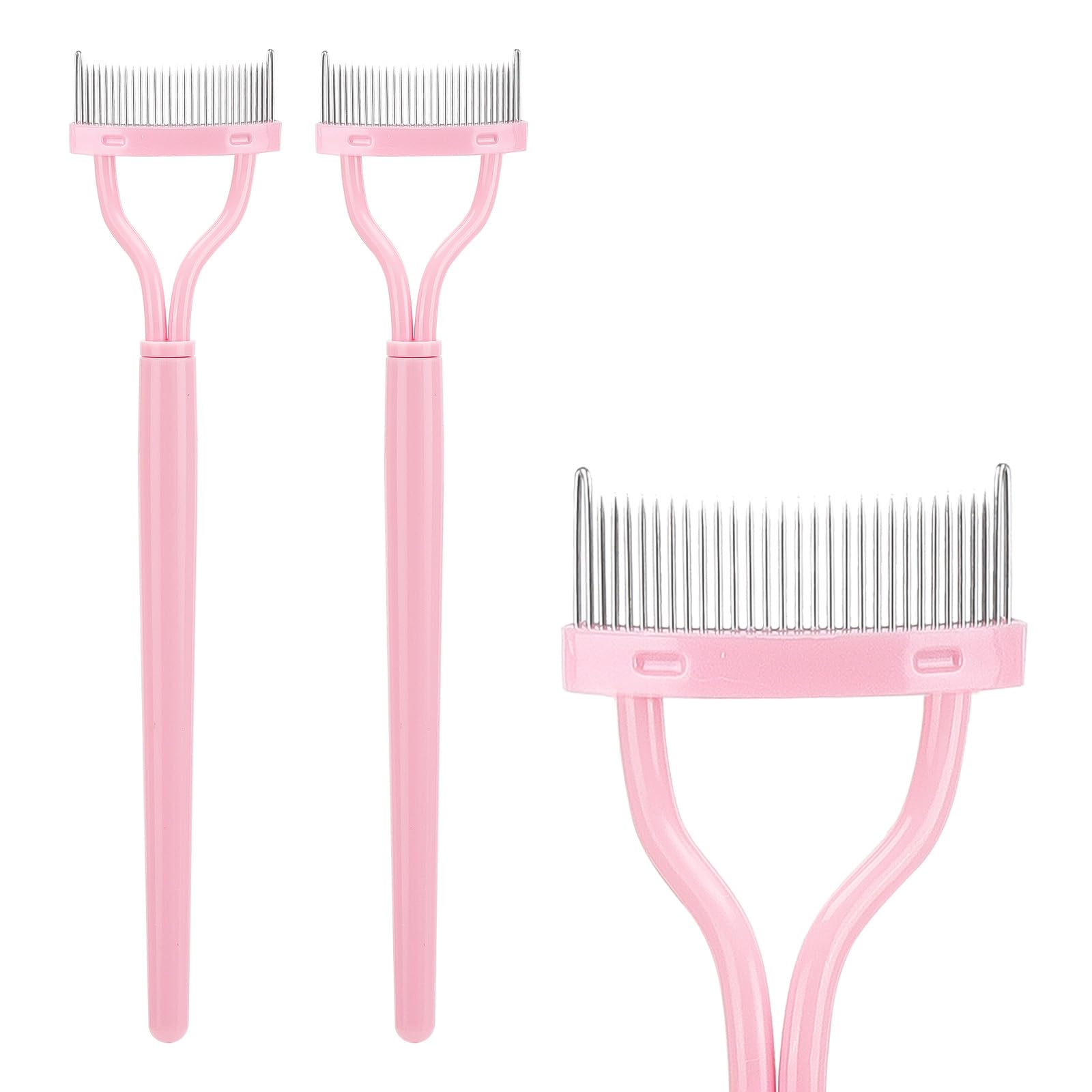 2 Pcs Eyelash Separator Tool - Mascara Brushes & Eyelash Comb for Perfect Lash Separation & Definition (Light Pink) | Professional Makeup Tool for Salon, Home Use & Travel