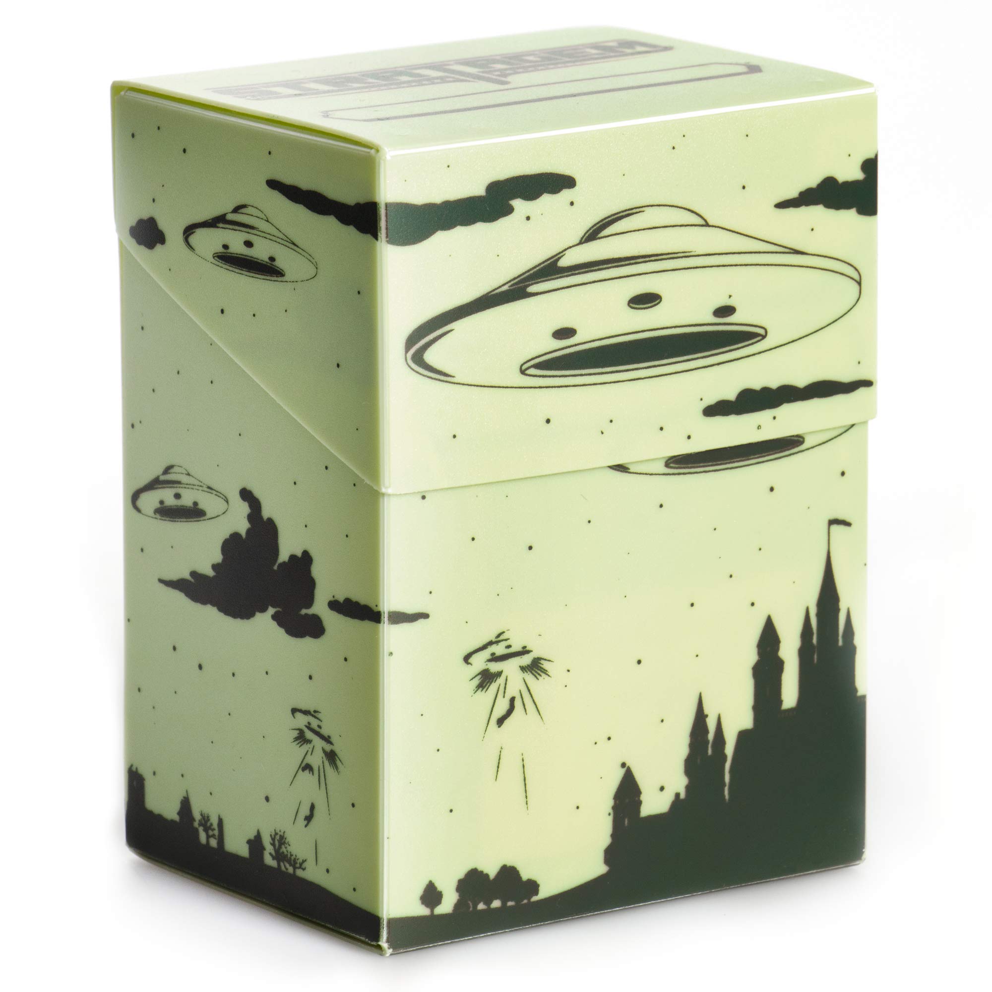 Stratagem The Big Box Card Deck Box with Divider | Premium TCG Storage for Baseball Cards, MTG, Pokemon, Yu-Gi-Oh & Trading Card Games | 1 Pack - UFO Design | Perfect for Game Nights, Collectors & Card Organization