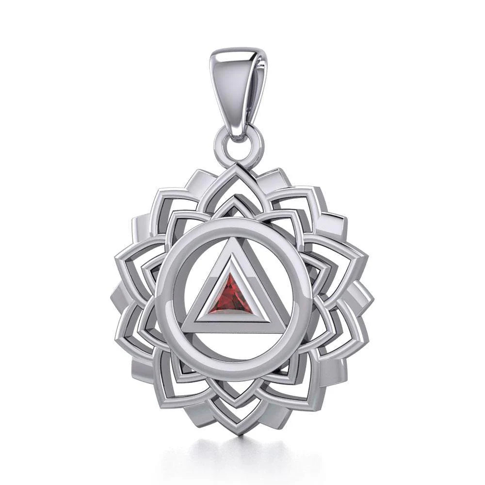 7 Chakra Healing Pendant with Recovery Gemstone Symbols - Sterling Silver Necklace for Meditation & Energy Balance | TPD5307
