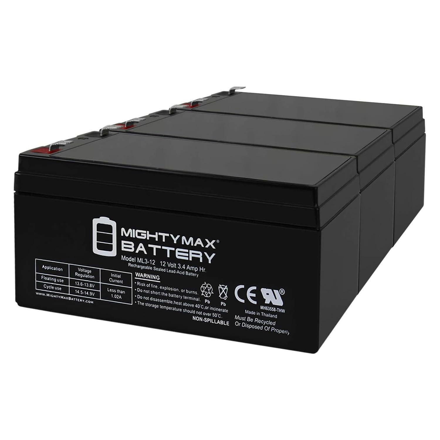 Mighty Max 12V 3AH SLA Replacement Battery for RD 5667-3 Pack - Long Lasting Power for Security Systems, Emergency Lights & Backup Power Supplies