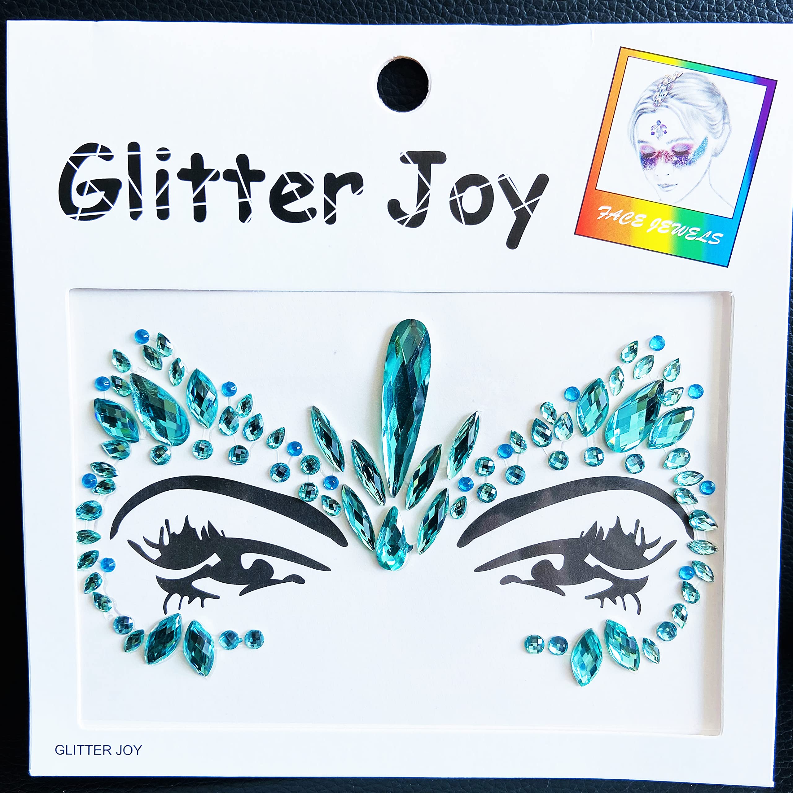 Face Gems Tattoo Stickers - 4 Pack Blue Body Jewels for Women | Festival, Party & Costume Makeup | Temporary Face & Body Glitter Stones for Halloween, Raves & Special Events