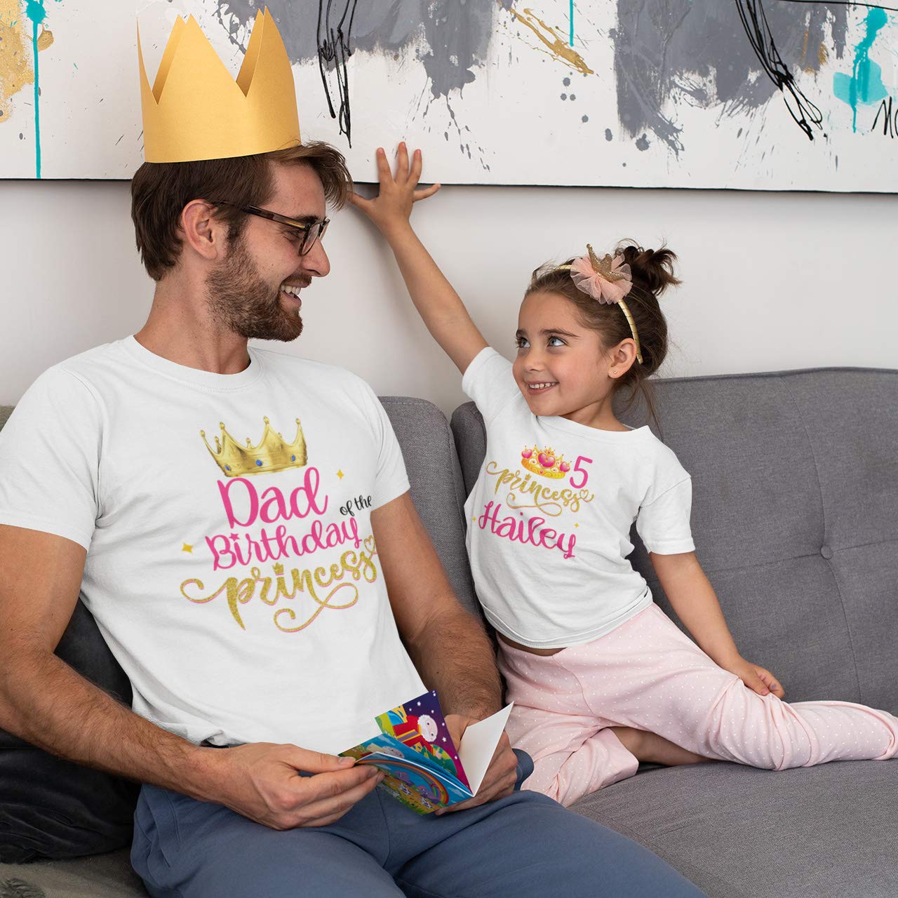 Personalized Birthday Girl Shirts for Little Princess - Cute Birthday Princess T-Shirt with Matching Crown for Birthday Parties & Celebrations