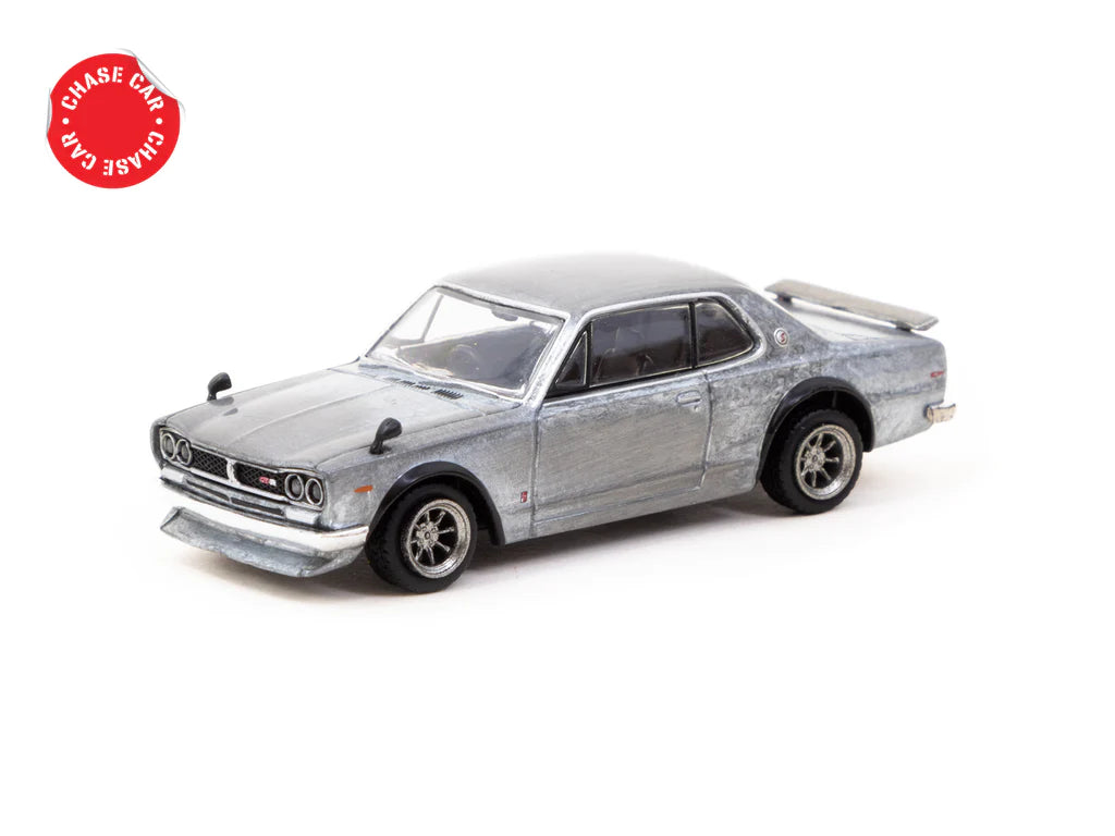 Tarmac Works 1:64 Scale Diecast Model - Nissan Skyline 2000 GT-R KPGC10 Silver - Collectible Car for Display, Gifts & Racing Enthusiasts