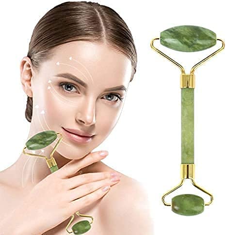 Finalize Roller Face Massager - 100% Natural Stone Jade Ice Roller with Gua Sha for Women | Facial, Eye, Neck & Foot Massage | Reduce Puffiness & Refresh Skin | Perfect for Morning Routine & Post-Workout Recovery