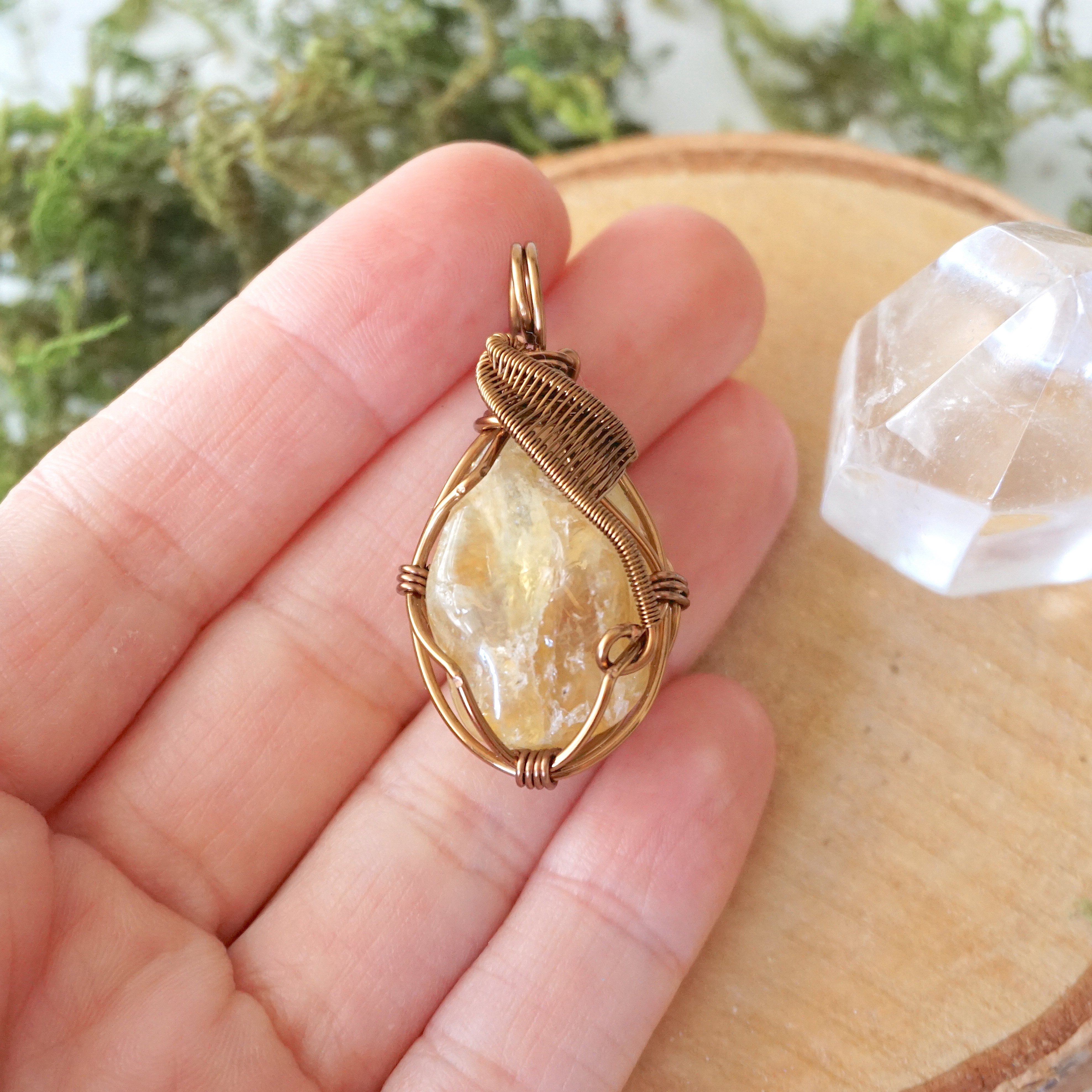Antique Bronze Citrine Pendant Necklace for Women - Elegant Bohemian Jewelry for Parties, Weddings & Everyday Wear