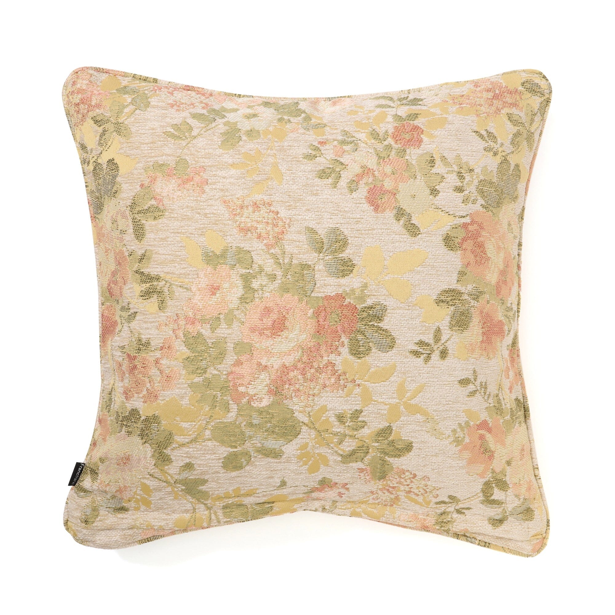 JQ Flower C Cushion Cover 18x18 Inches Beige - Soft Decorative Pillow Case for Sofa, Bed, Chair - Home Decor & Living Room Accessories