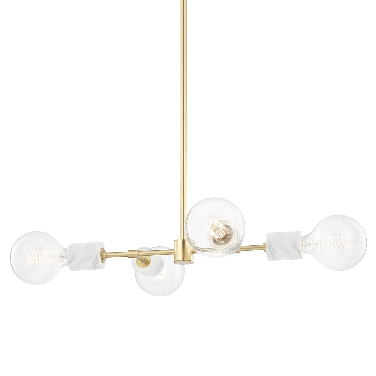 Asime 4Lt Pendant Light Fixture - Aged Brass Finish - Vintage Industrial Ceiling Lighting for Dining Room, Kitchen, or Bedroom