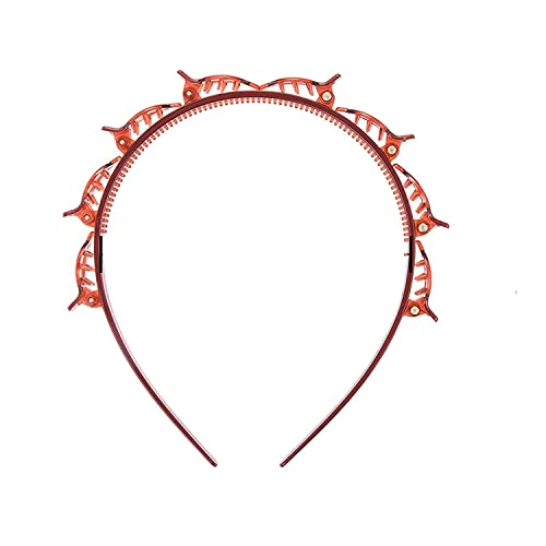 Women's Double Layer Twist Braid Headband with Alligator Clip - Brown Fashion Hair Accessory for Bangs Hairstyle | Perfect for Casual Wear, Parties, and Everyday Styling