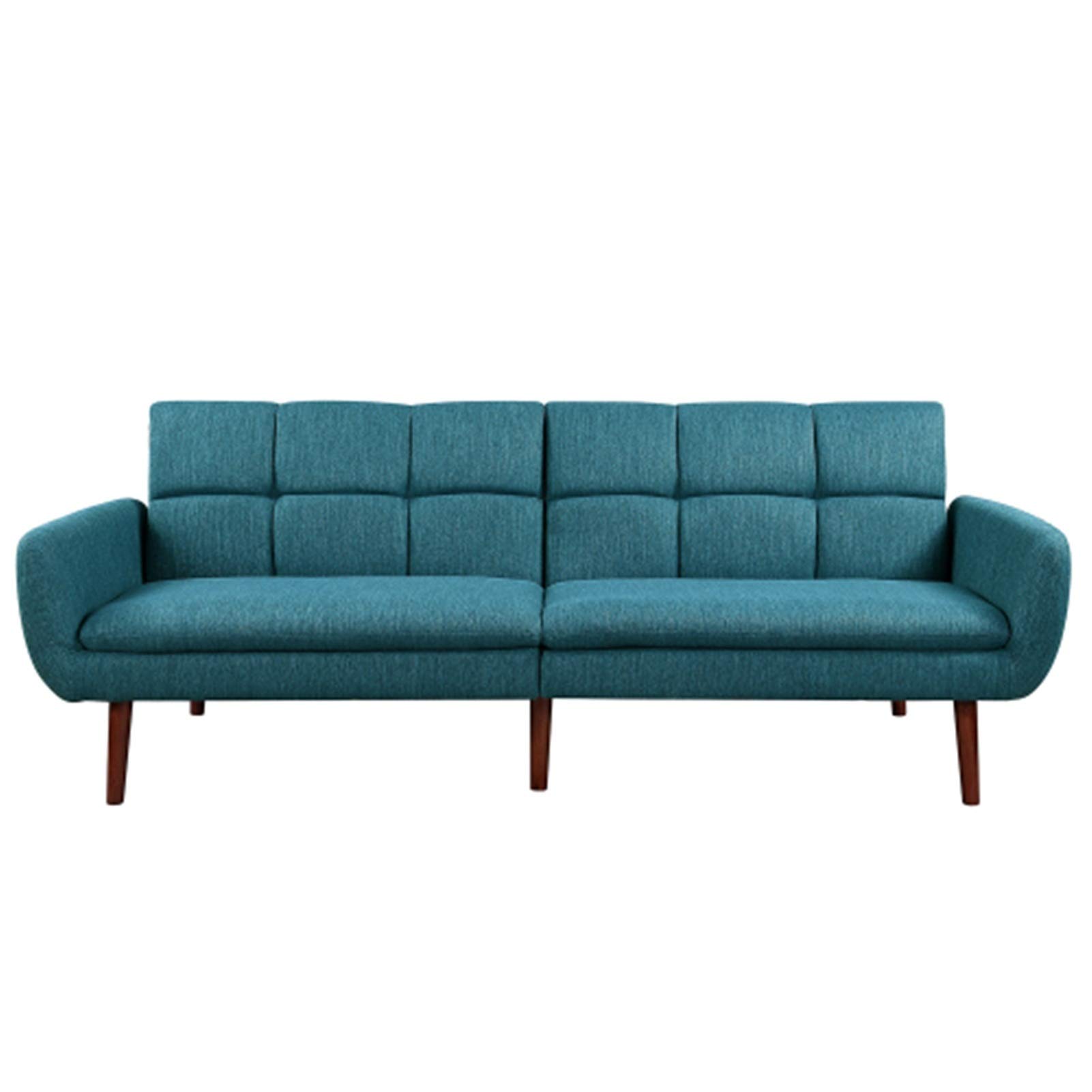 Modern Futon Sofa Bed - Convertible Upholstered Fabric Couch for Living Room, Guest Room & Small Spaces (Green) | Comfortable Sleeper Sofa for Apartments, Dorms & Home Office