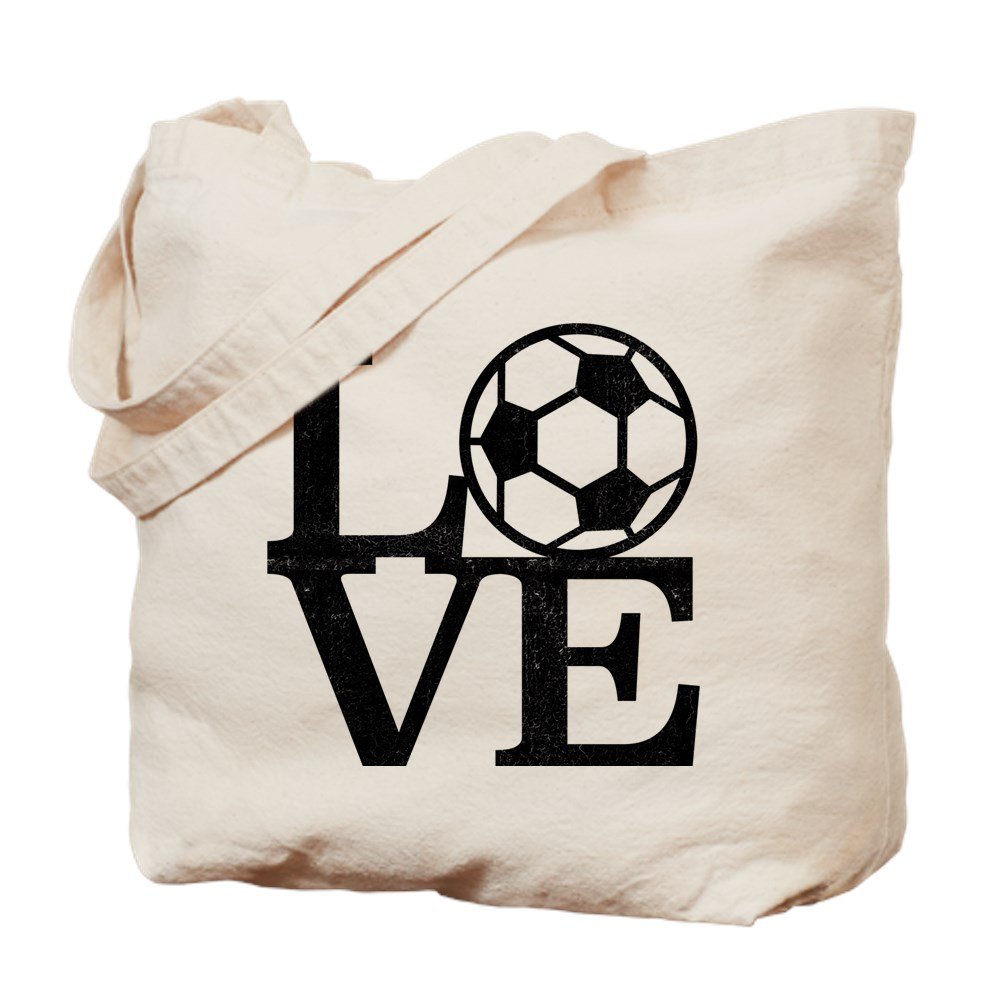 Love Soccer Tote Bag - Natural Canvas Reusable Shopping Bag for Groceries, Beach & Sports | Eco-Friendly Cotton Tote for Women & Men | Perfect for Soccer Fans, Grocery Shopping & Daily Use