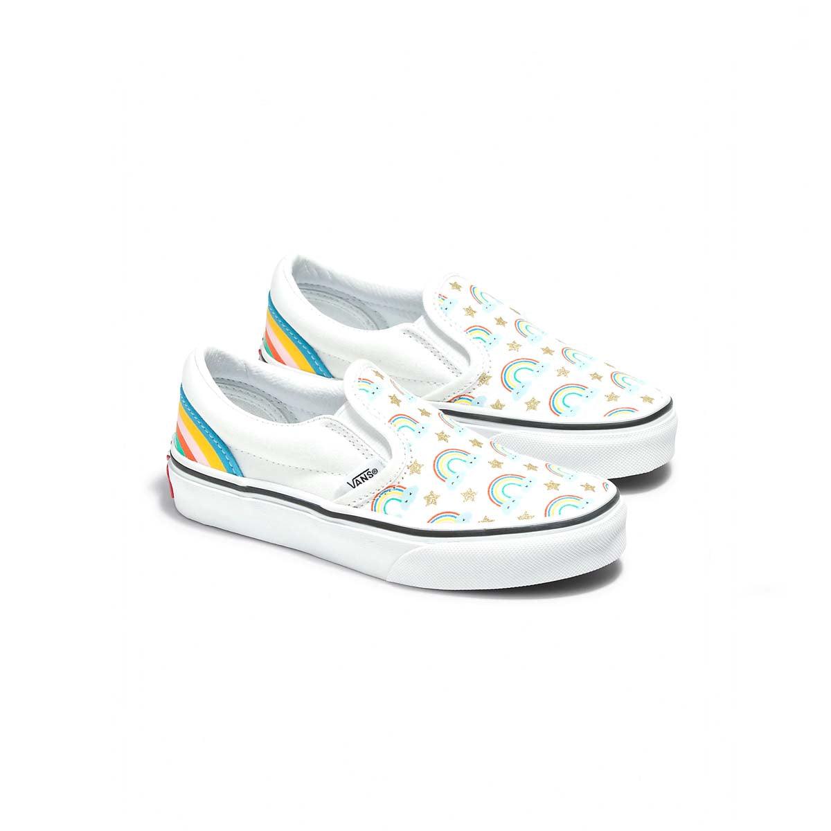 Kids' Classic Slip-On Sneakers - Rad Rainbow Color | Comfortable Casual Shoes for Boys & Girls | Perfect for School, Playground & Everyday Wear