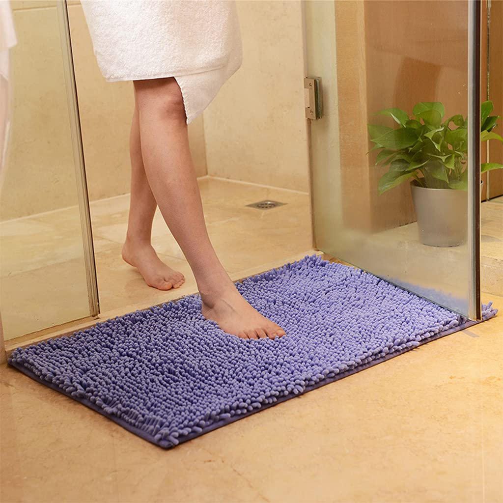 Soft Chenille Bathroom Rugs 16x24 Inches - Super Absorbent Non-Slip Shaggy Bath Mat for Tub, Shower & Bathroom Floors | Machine Washable, Extra Thick & Plush - Perfect for Cozy Bathroom Decor & Wet Area Safety