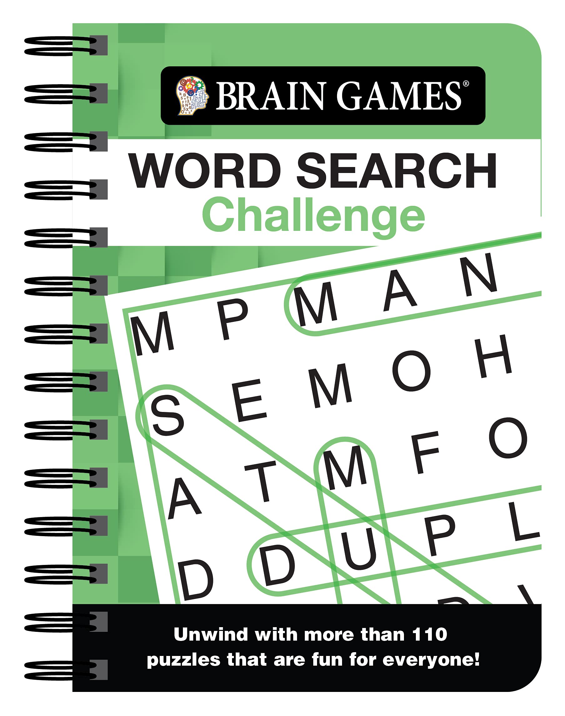 Brain Games - Portable Word Search Challenge Puzzle Book for Adults & Kids - Perfect for Travel, Road Trips & Relaxation
