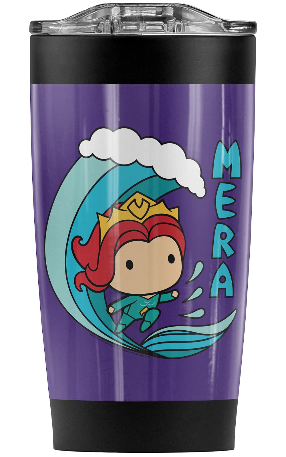 **Aquaman Movie Chibi Mera & Mermaid Wave 20oz Stainless Steel Tumbler - Vacuum Insulated Travel Mug with Leakproof Lid - Keeps Hot & Cold for 12 Hours - Perfect for Coffee, Tea, Gym, Office & Outdoor Adventures**