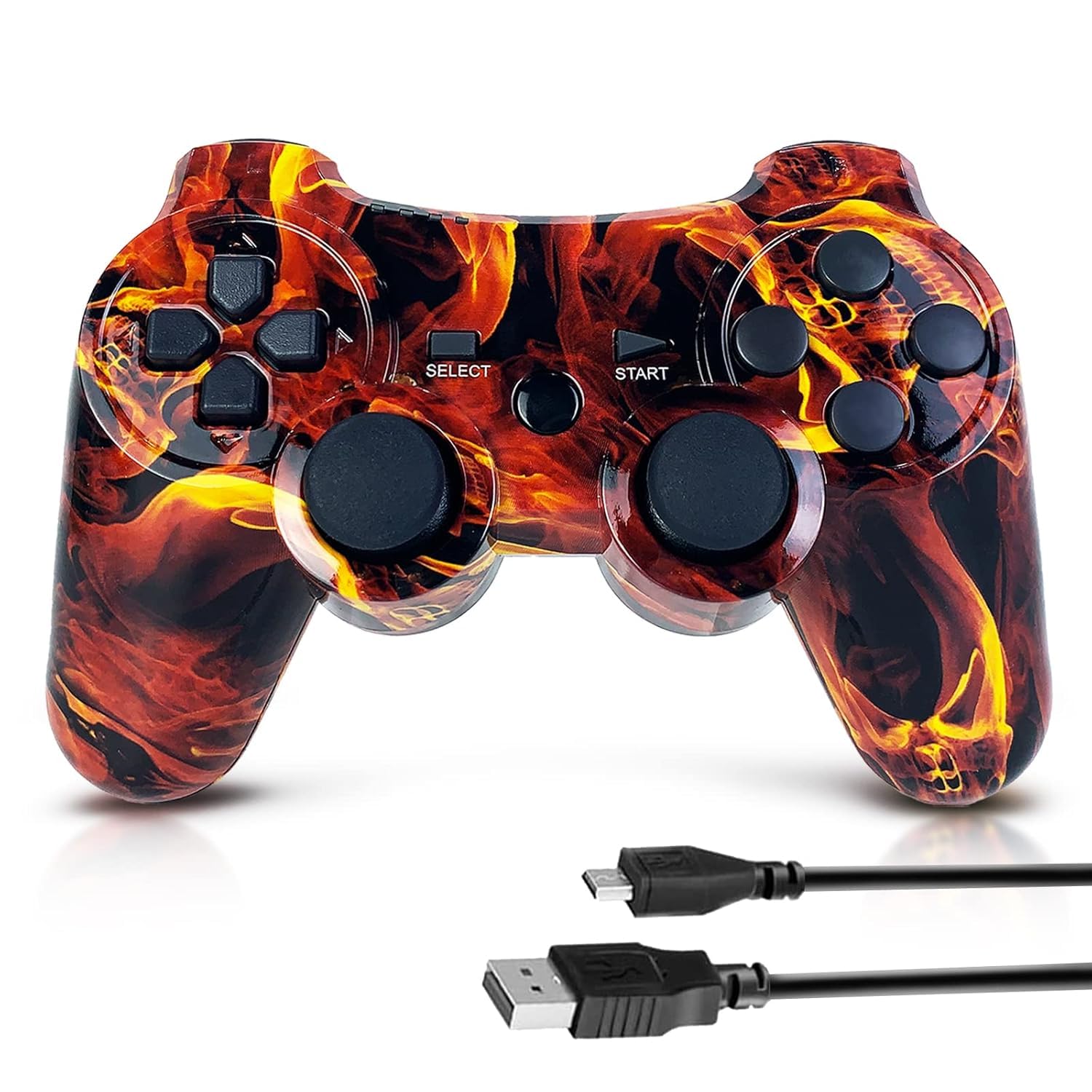 Wireless PS3 Controller for PlayStation 3 - High Performance Gamepad with Dual Shock Vibration & Motion Sensing (Flame Red) - Perfect for Gaming, Streaming & Retro Console Enthusiasts