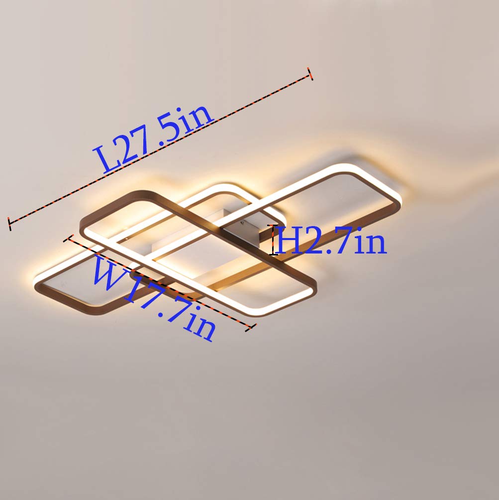 Modern Dimmable LED Flush Mount Ceiling Light with Remote Control - Square Chandelier for Dining Room, Kitchen Island, Bedroom & Living Room - Stylish Hanging Lighting Fixture for Home Decor | Perfect for Ambient Lighting & Space-Saving Design