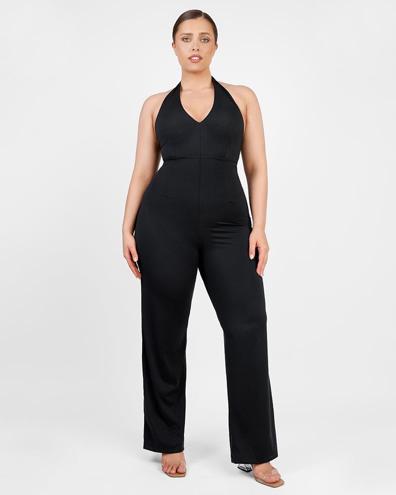 Slimming Halter Neck Jumpsuit for Women - Ultra Sleek Body Shaping One-Piece Outfit | Perfect for Parties, Date Nights & Special Occasions