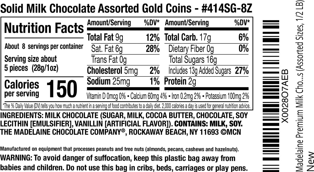 Premium Madelaine Gold Chocolate Coins - St. Patrick's Day Milk Chocolate Candy in Gold Foil - Lucky Party Favors & Gift (1/2 LB, Assorted Sizes) - Perfect for Holiday Celebrations, Birthday Parties & Festive Treats