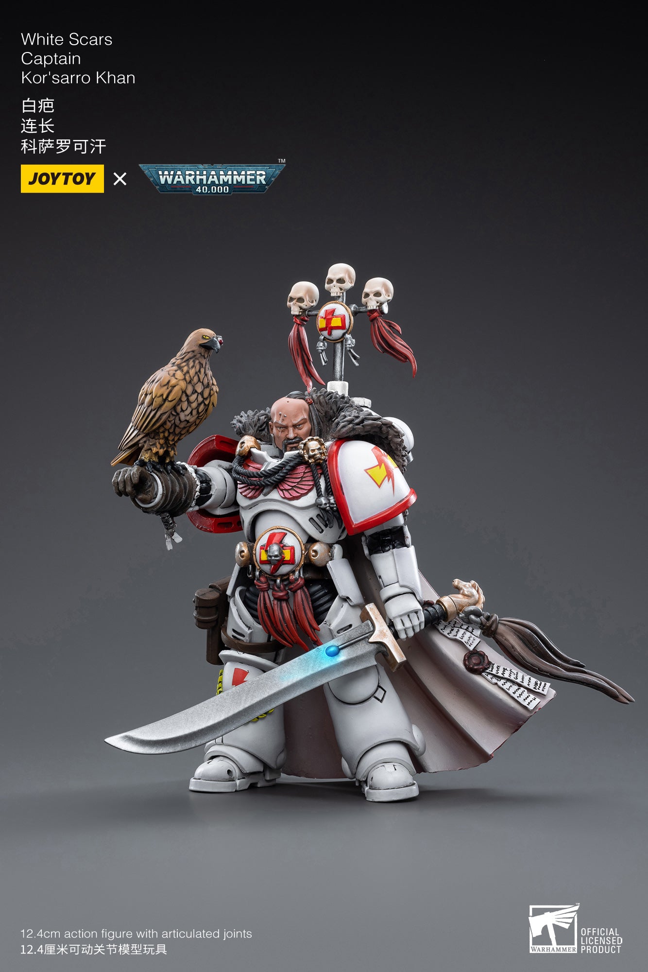 JOYTOY 1/18 Scale Warhammer 40K White Scars Captain Kor'sarro Khan Action Figure - Collectible Model for Warhammer Fans & Tabletop Gaming Scenes
