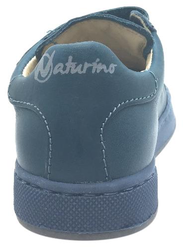 Naturino 9102 Blue Perforated Leather Sneakers for Boys and Girls - Double Hook & Loop Closure - Comfortable & Stylish for School, Play & Everyday Wear