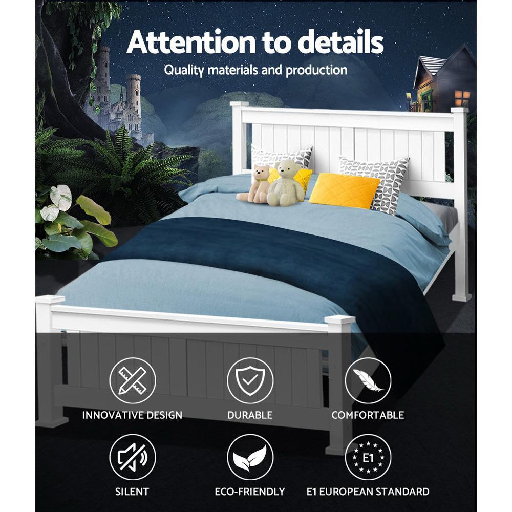 Double Package | Airlie Bed White & Normay Series Pillow Top Mattress - Medium Firm Queen Size for Back Pain Relief - Perfect for Guest Rooms & Master Bedrooms