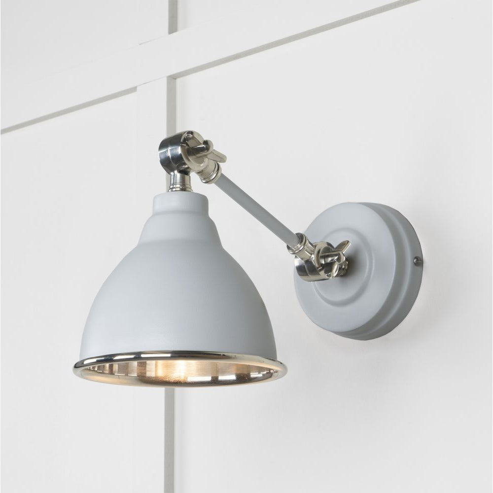 Smooth Nickel Brindley Wall Light - Modern Sconce with Adjustable Arm & Multiple Color Options - Perfect for Bedroom, Living Room, and Hallway Lighting