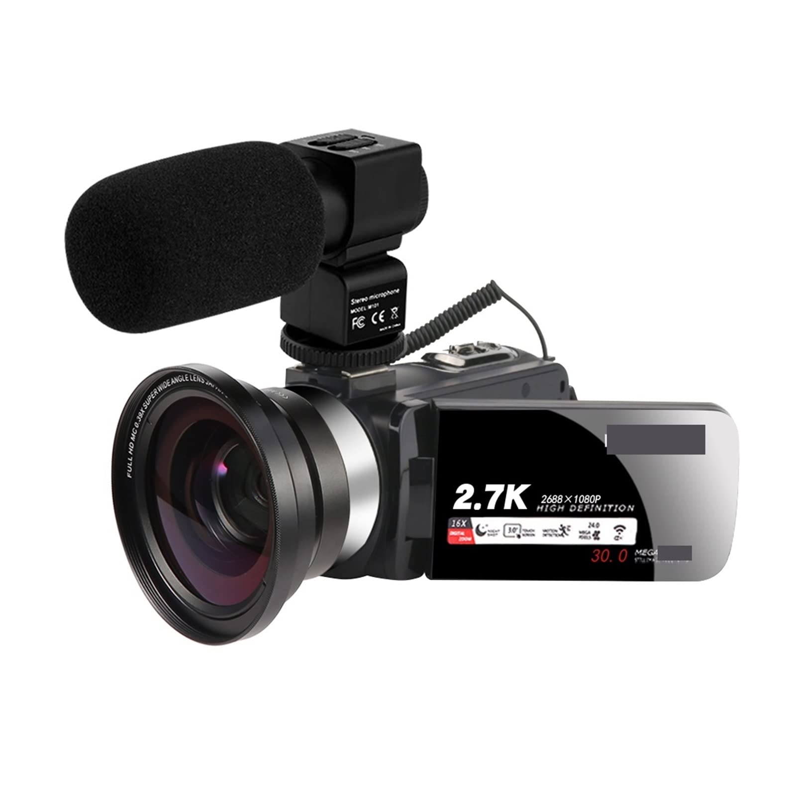 AUBEST 2K Night Vision Camcorder with 16X Zoom & Infrared - 30MP Portable Digital Video Camera for Vlogging, Live Streaming, YouTube (Includes 128GB SD Card & MIC LENS) - Perfect for Travel, Events, Home Security and Outdoor Adventures