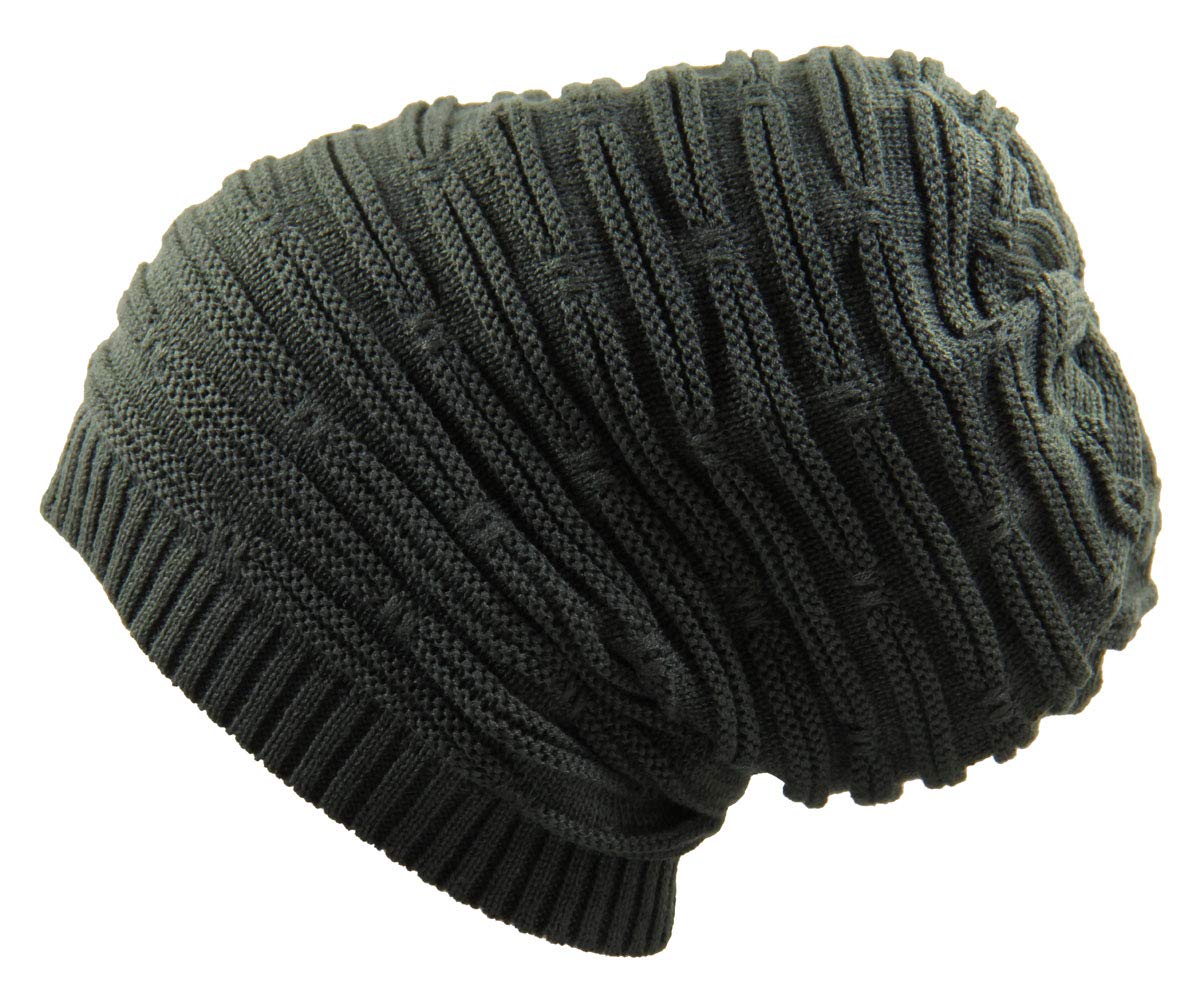 RW Rasta Stretch Long Beanie Hats for Men & Women - Soft Knit Slouchy Skull Cap with Rasta Colors - Perfect for Winter, Outdoor Activities & Festival Fashion