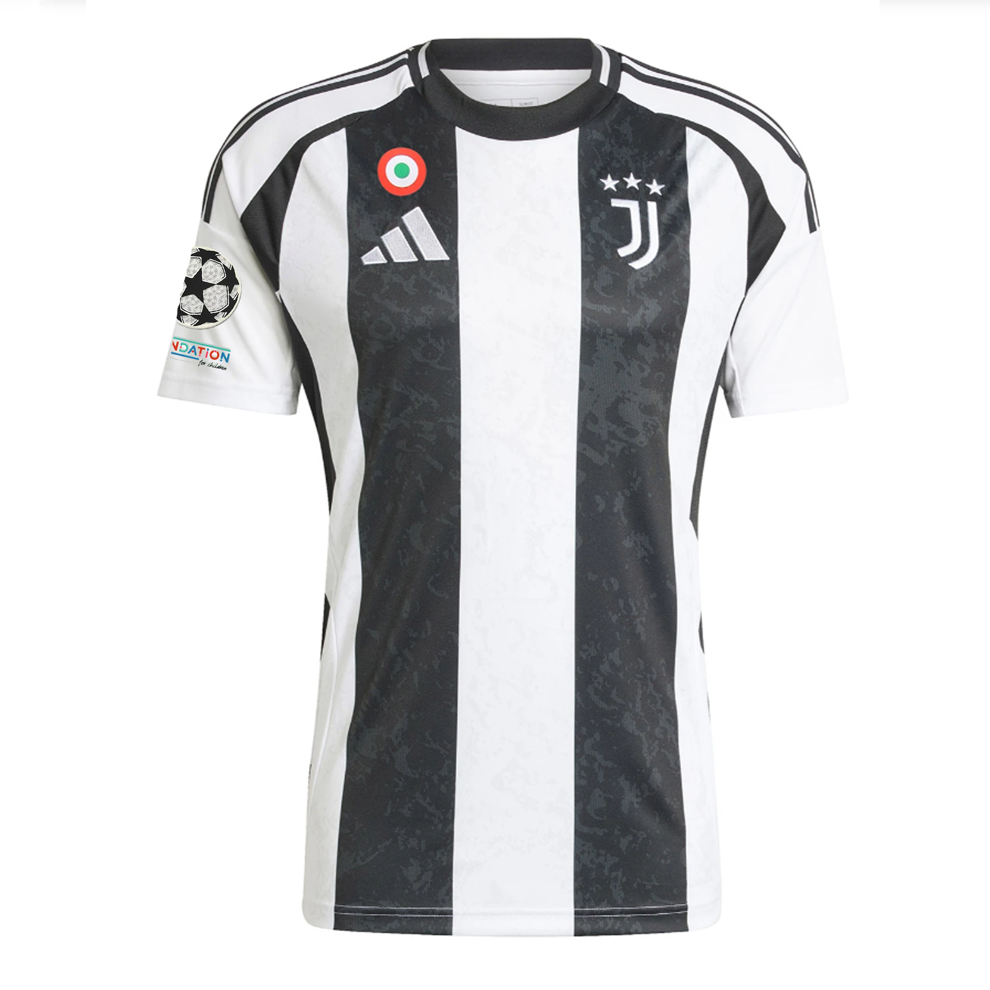 Adidas Juventus Authentic Douglas Luiz Home Jersey 24/25 - White/Black with Champions League & Copa Italia Patches | Official Soccer Jersey for Fans & Players | Perfect for Match Days, Training & Collecting