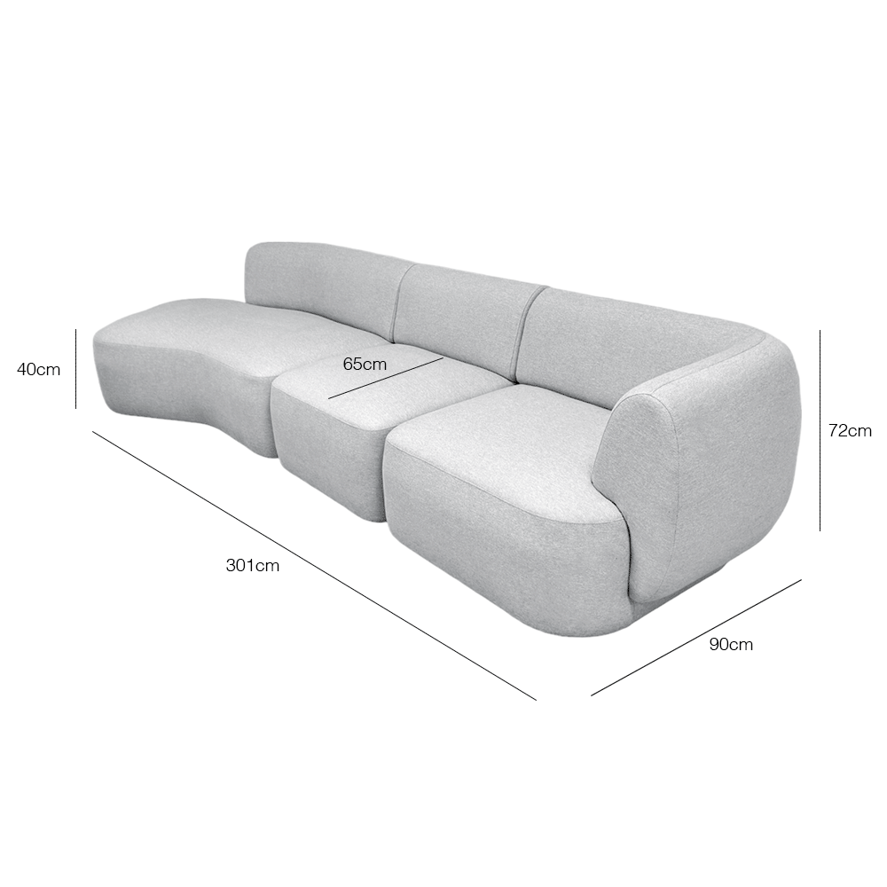 Pebble 4-Seater Chaise Sectional Sofa with EcoClean Fabric - Modern L-Shaped Couch for Living Room, Family Room & Lounge Areas
