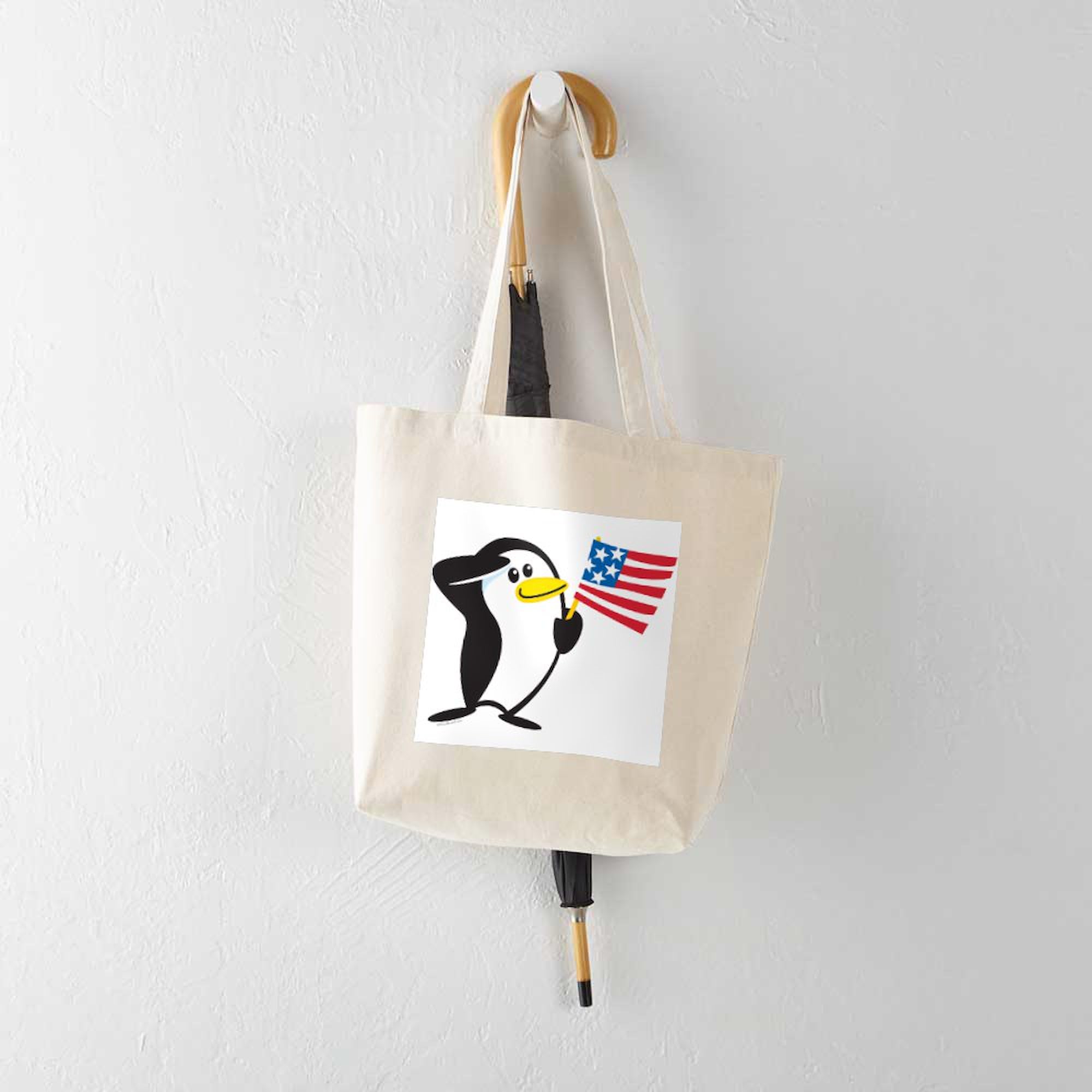 Proud Penguin Natural Canvas Tote Bag - Eco-Friendly Reusable Shopping Bag for Groceries, Beach & Everyday Use | CafePress
