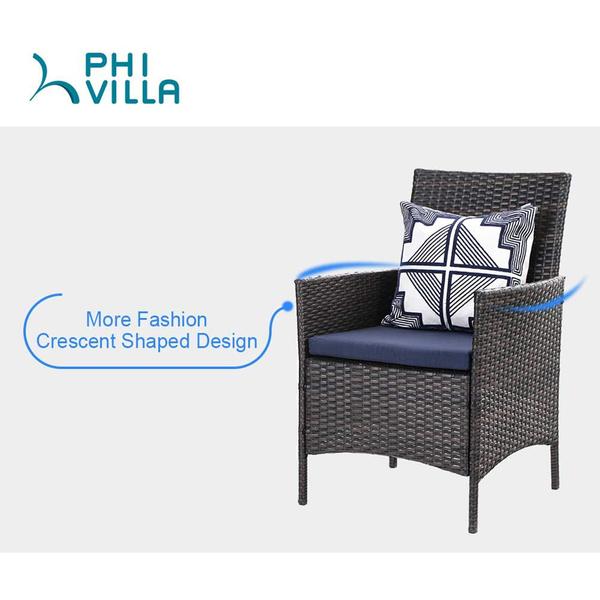 MFSTUDIO Rattan Steel Patio Chairs with Cushions - Set of 2 Outdoor Dining Chairs for Garden, Poolside, Deck & Backyard Relaxation