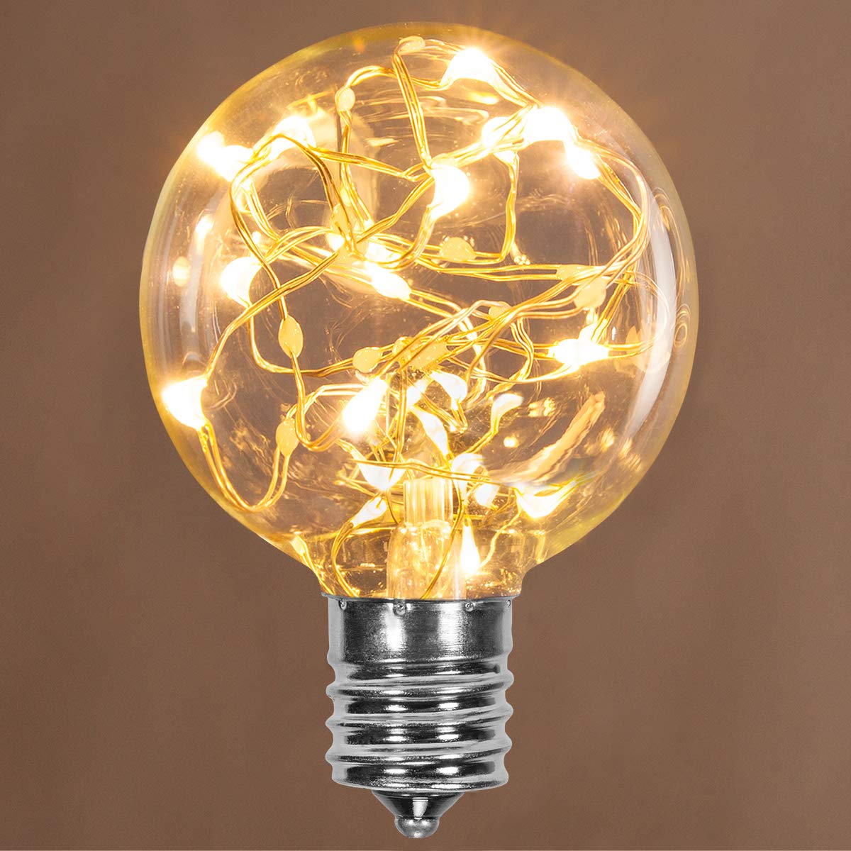 LED Globe Fairy String Lights - Warm White G50 Bulbs (5-Pack, E17 Base) - Perfect for Bedroom Decor, Wedding Lighting, and Outdoor Party String Lights
