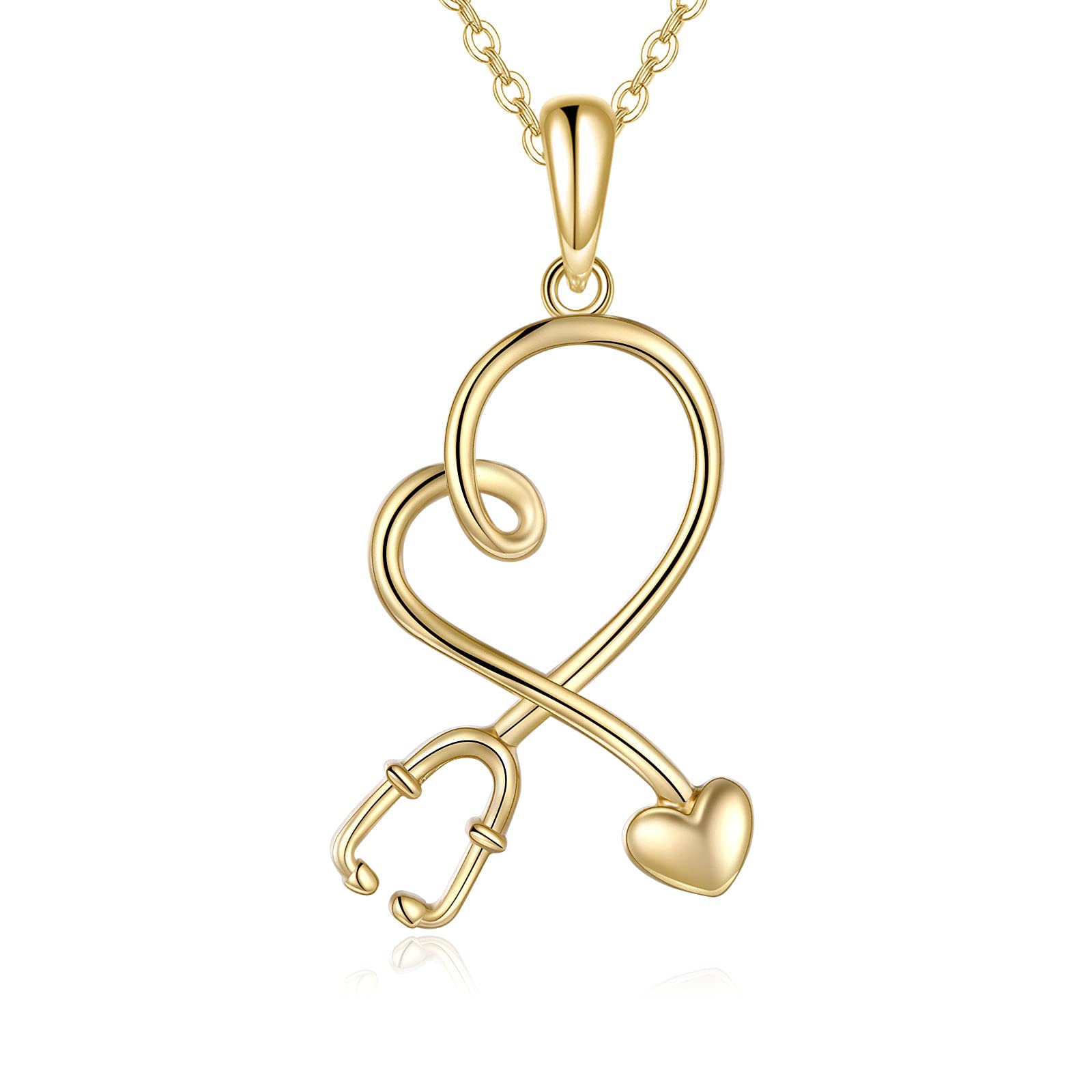 14K Real Gold Stethoscope Necklace for Women - Elegant Gold Pendant Jewelry Gift for Nurses & Doctors | Perfect Birthday, Graduation & Medical Appreciation Gift | Ideal for Work, Everyday Wear & Special Occasions