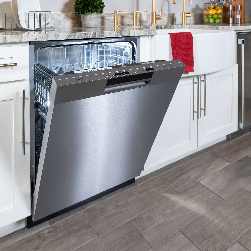BREDA 24 Inch Panel Ready Tall Tub Dishwasher - Stainless Steel Interior, 6 Wash Cycles, Energy Star Certified (Model LUDWT30150) for Modern Kitchens and Open Concept Homes